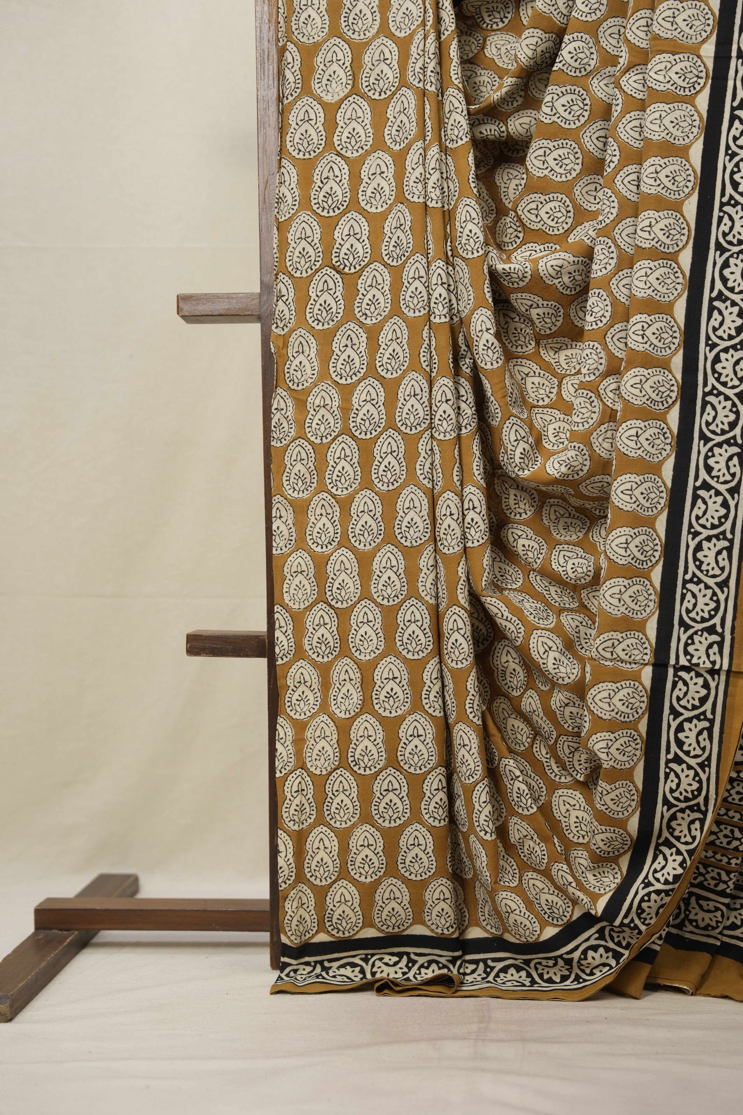 Mustard Yellow HBP Cotton Saree - SRMYCS2978