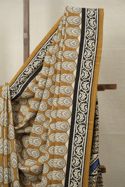 Mustard Yellow HBP Cotton Saree - SRMYCS2978