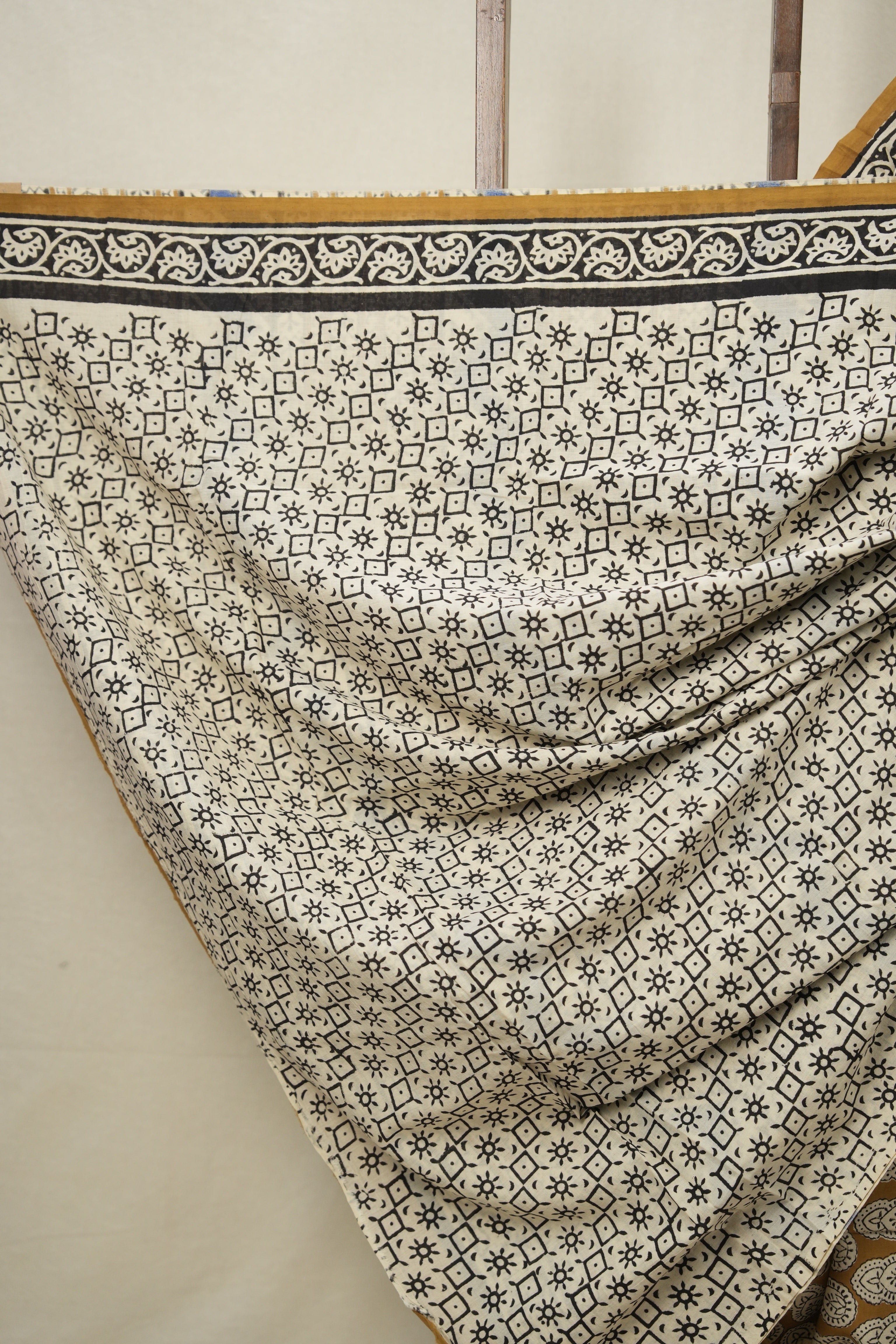 Mustard Yellow HBP Cotton Saree - SRMYCS2978