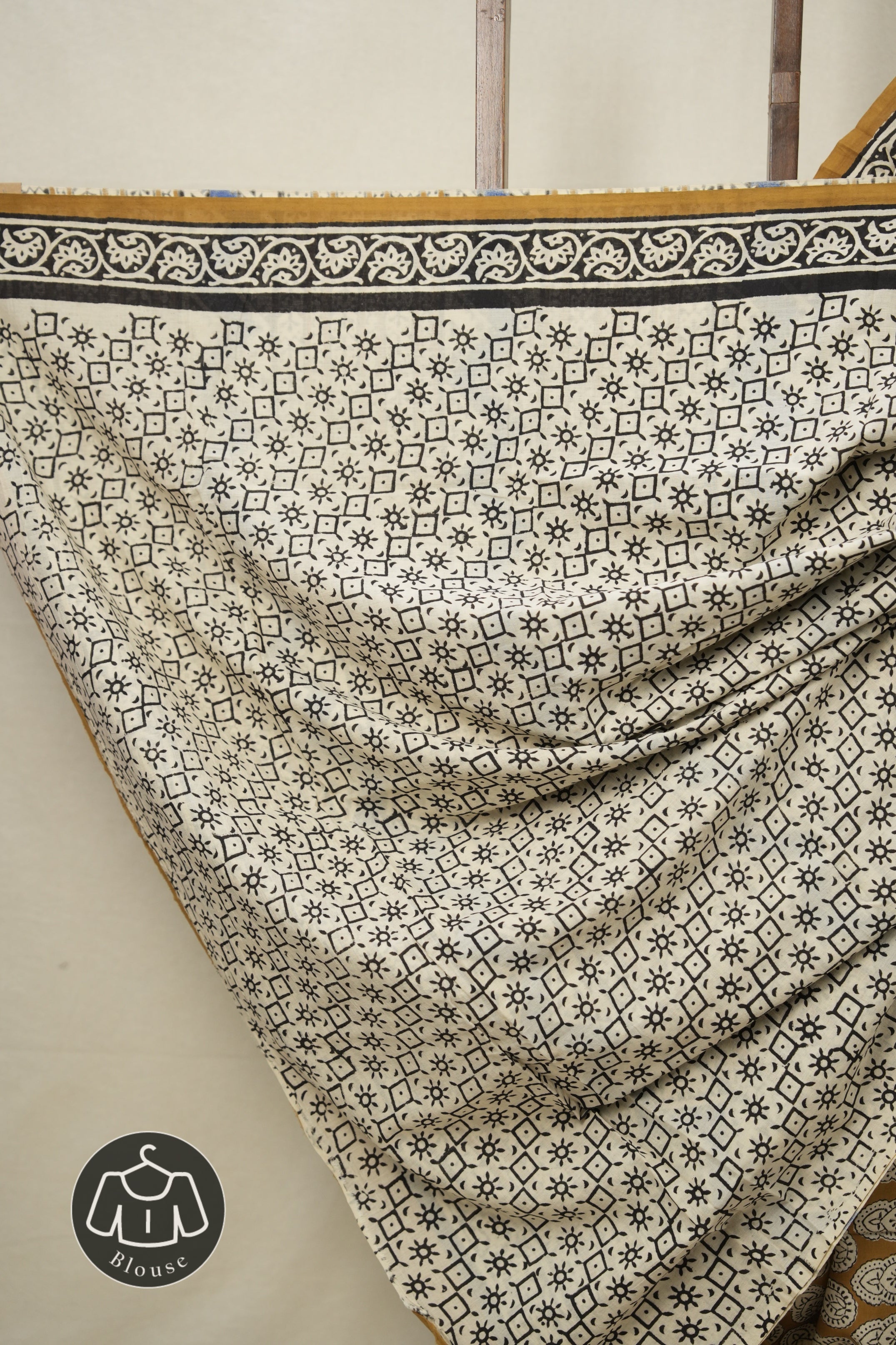 Mustard Yellow HBP Cotton Saree - SRMYCS2978