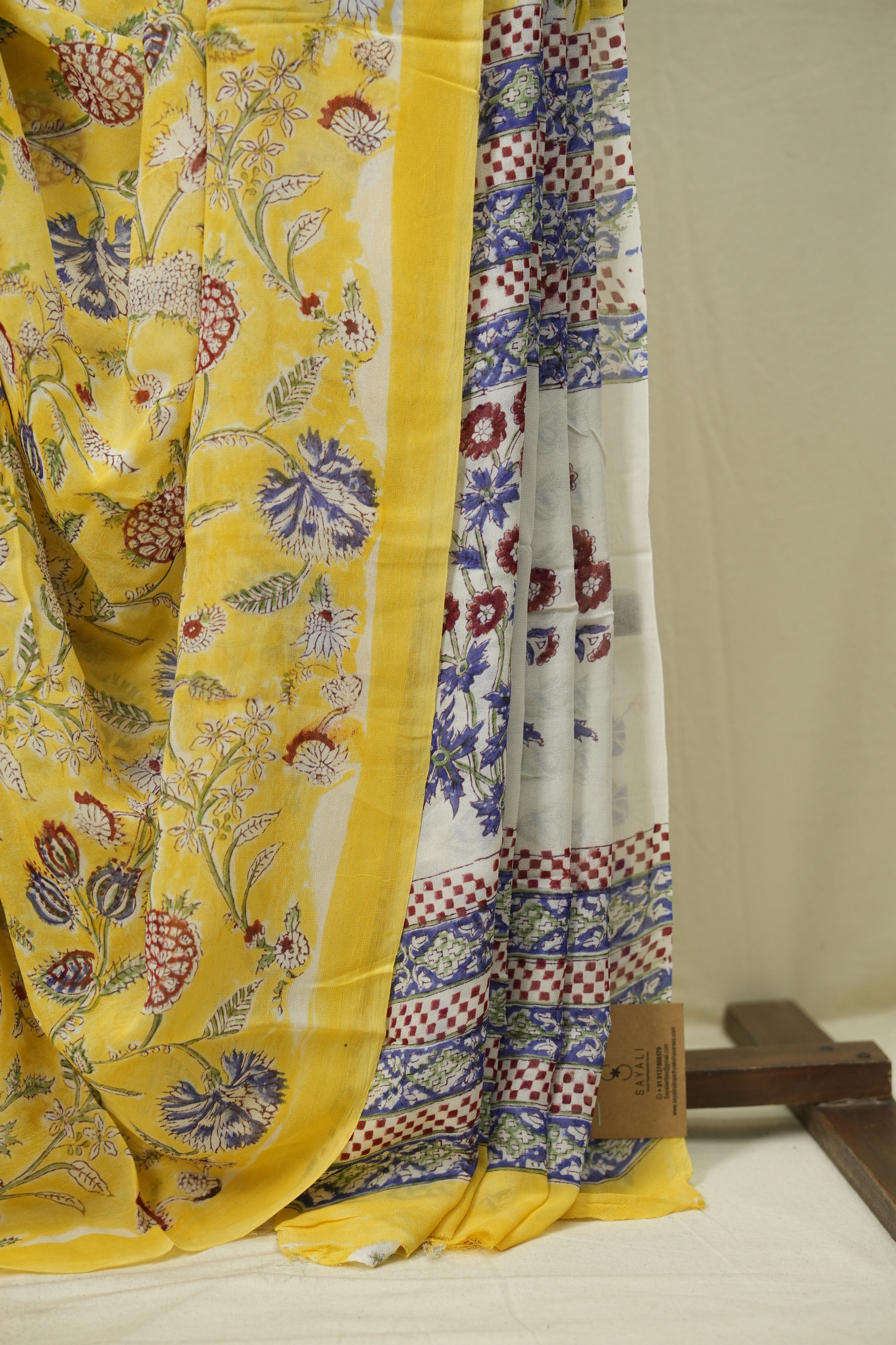 Yellow HBP Chiffon Saree - SRYHCS66