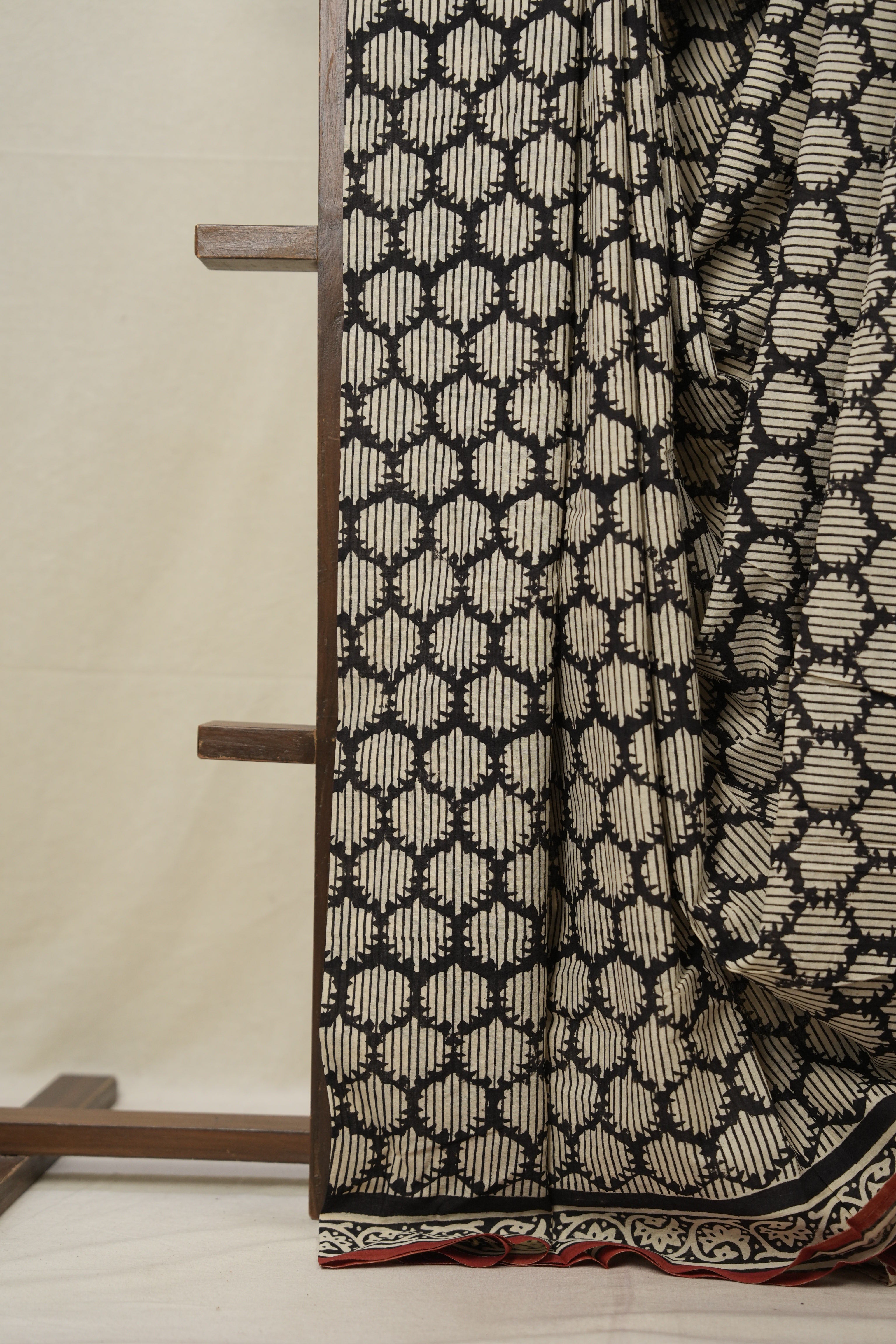 Black HBP Cotton Saree - SRBCS2977