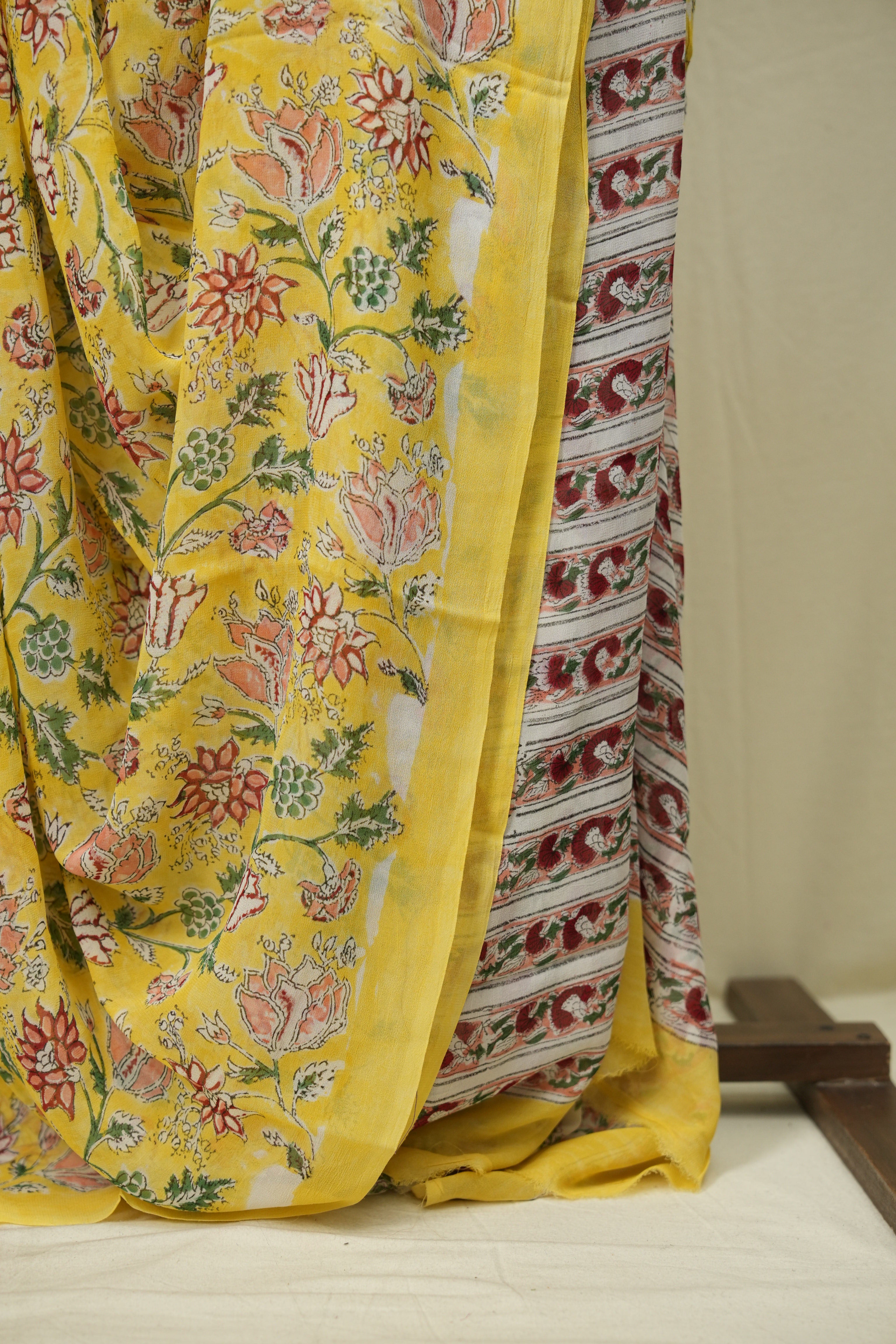 Yellow HBP Chiffon Saree - SRYHCS67