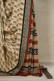 Cream HBP Cotton Saree - SRCCS2976