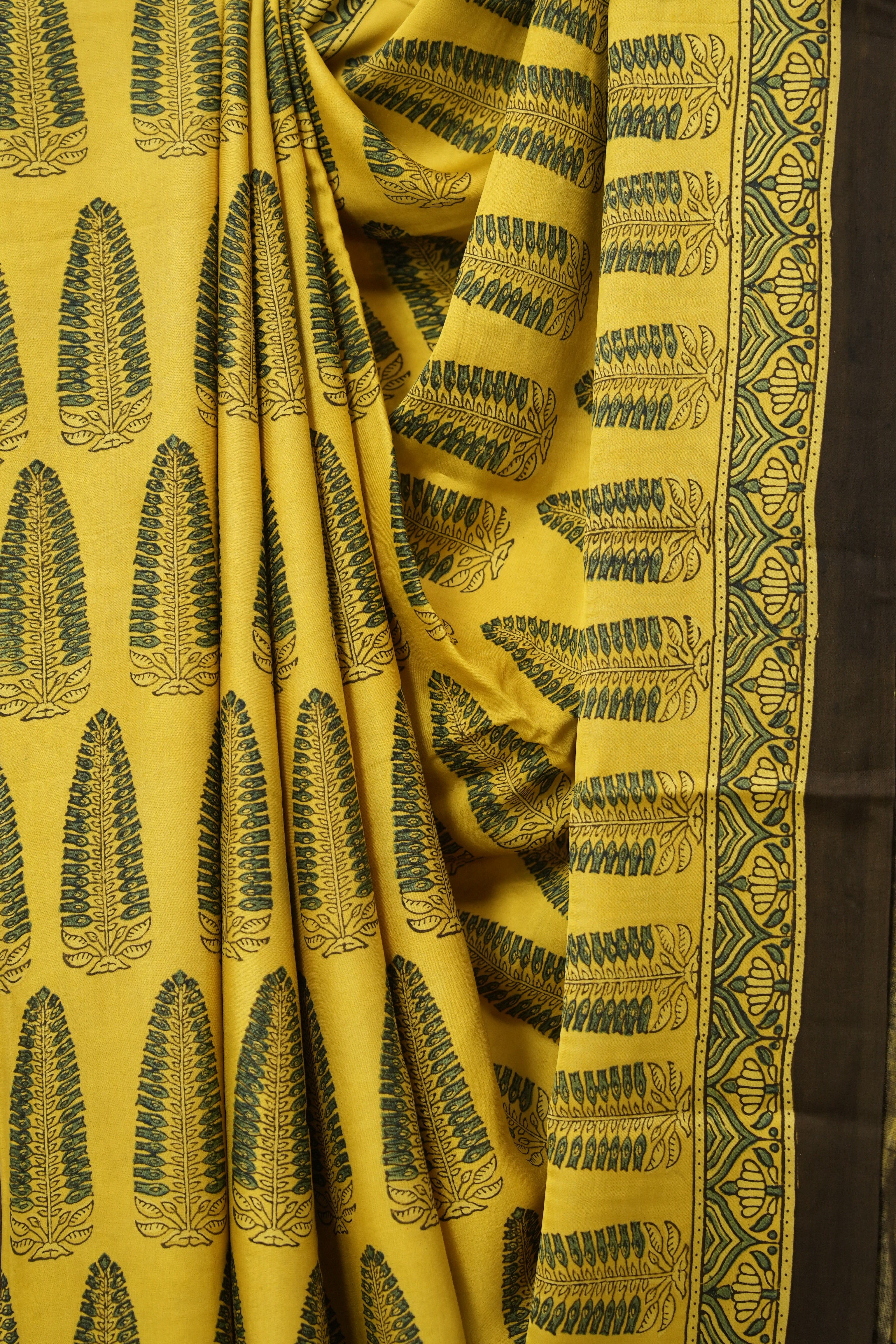 Yellow HBP Modal Silk Saree - SRYMSS612