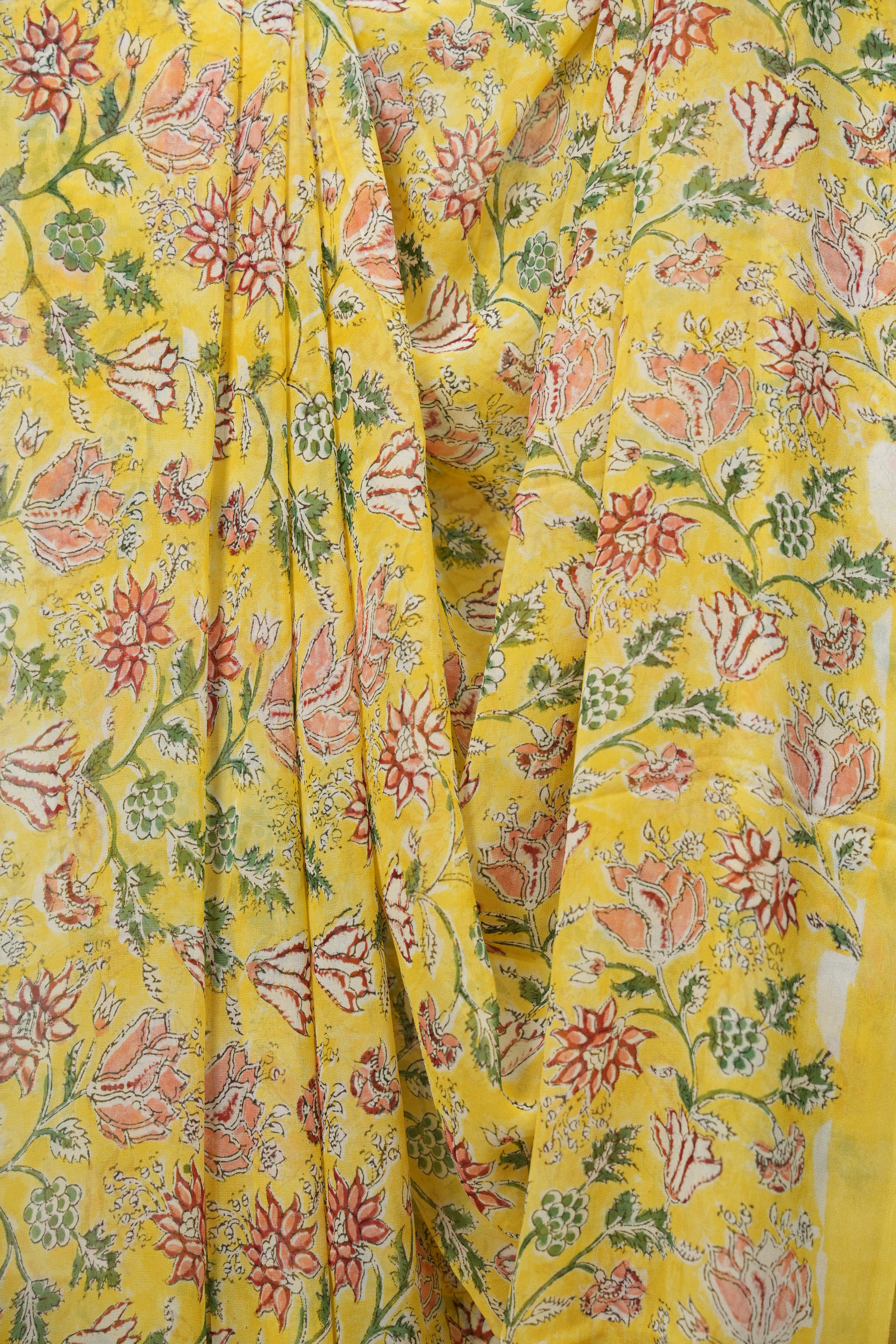 Yellow HBP Chiffon Saree - SRYHCS67