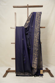 Navy Blue Raw Silk Saree - SRNBRSS857