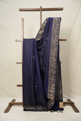 Navy Blue Raw Silk Saree - SRNBRSS857