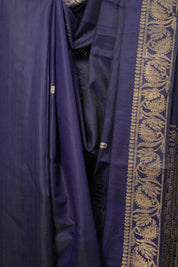 Navy Blue Raw Silk Saree - SRNBRSS857