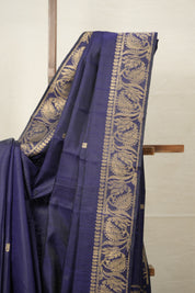 Navy Blue Raw Silk Saree - SRNBRSS857