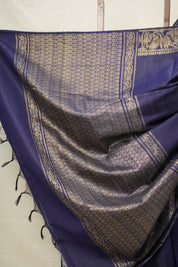 Navy Blue Raw Silk Saree - SRNBRSS857
