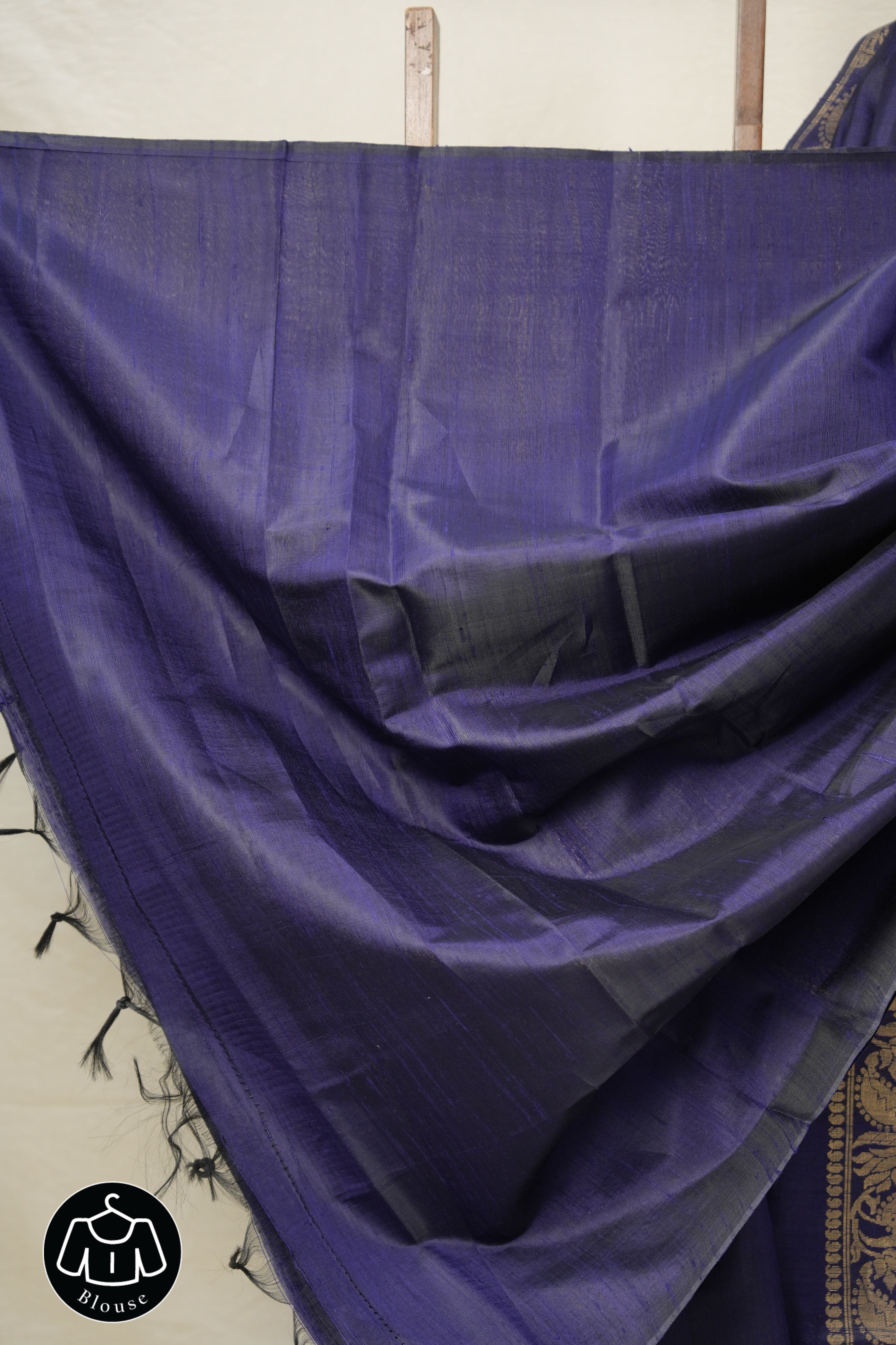 Navy Blue Raw Silk Saree - SRNBRSS857