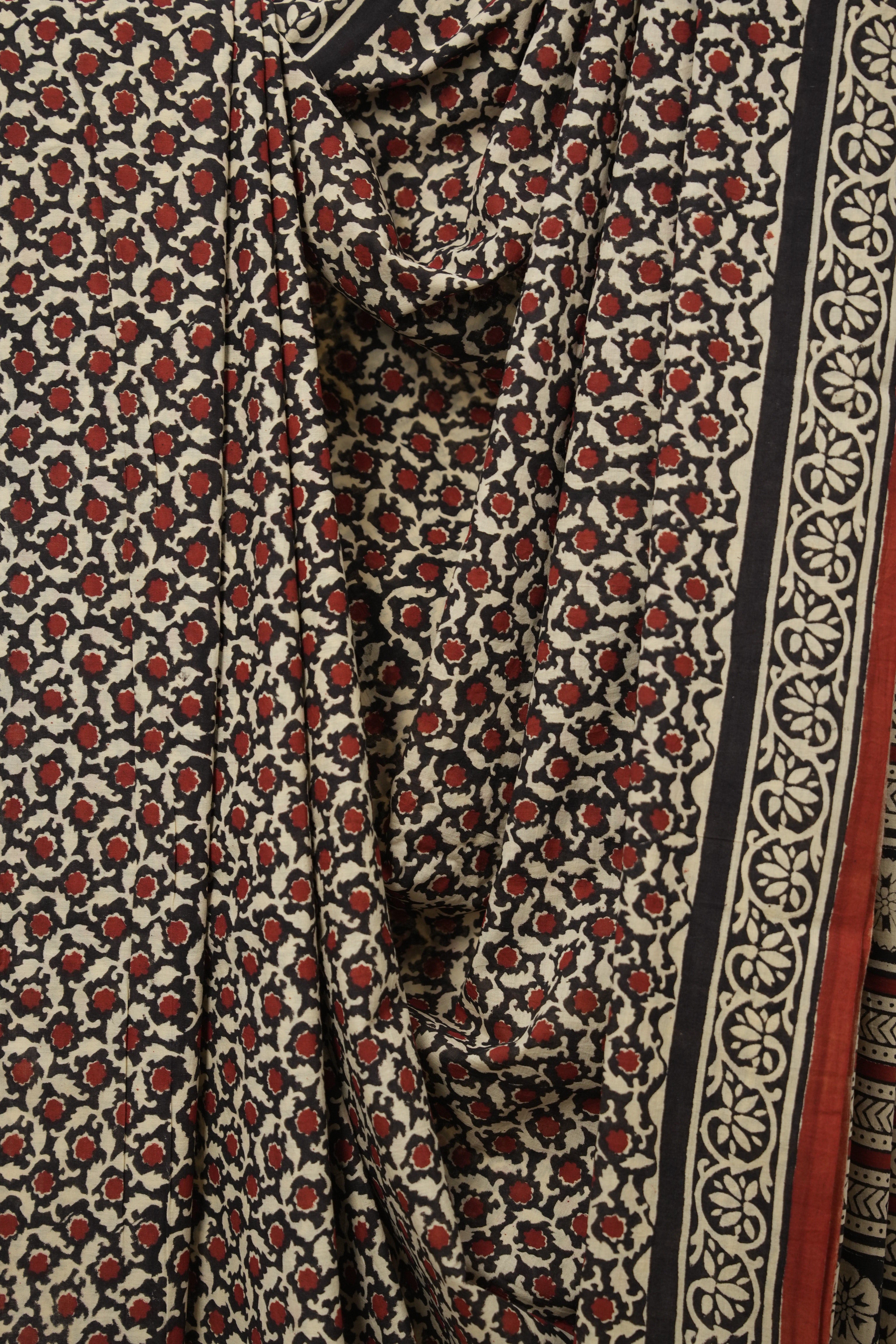 Black HBP Cotton Saree - SRBCS3013