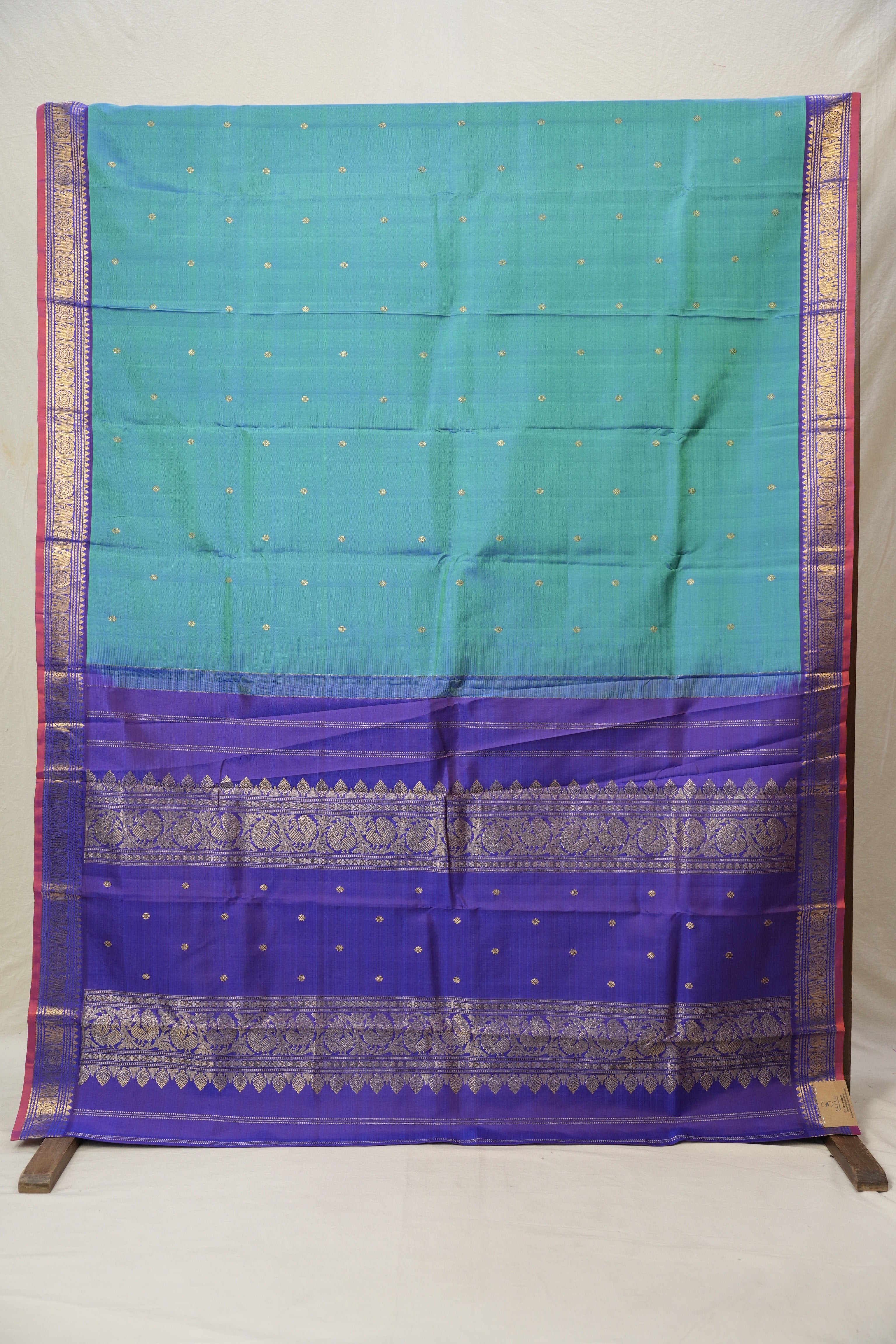 Dual Tone Green Blue Kanjivaram Silk Saree - SRDTGBKSS997