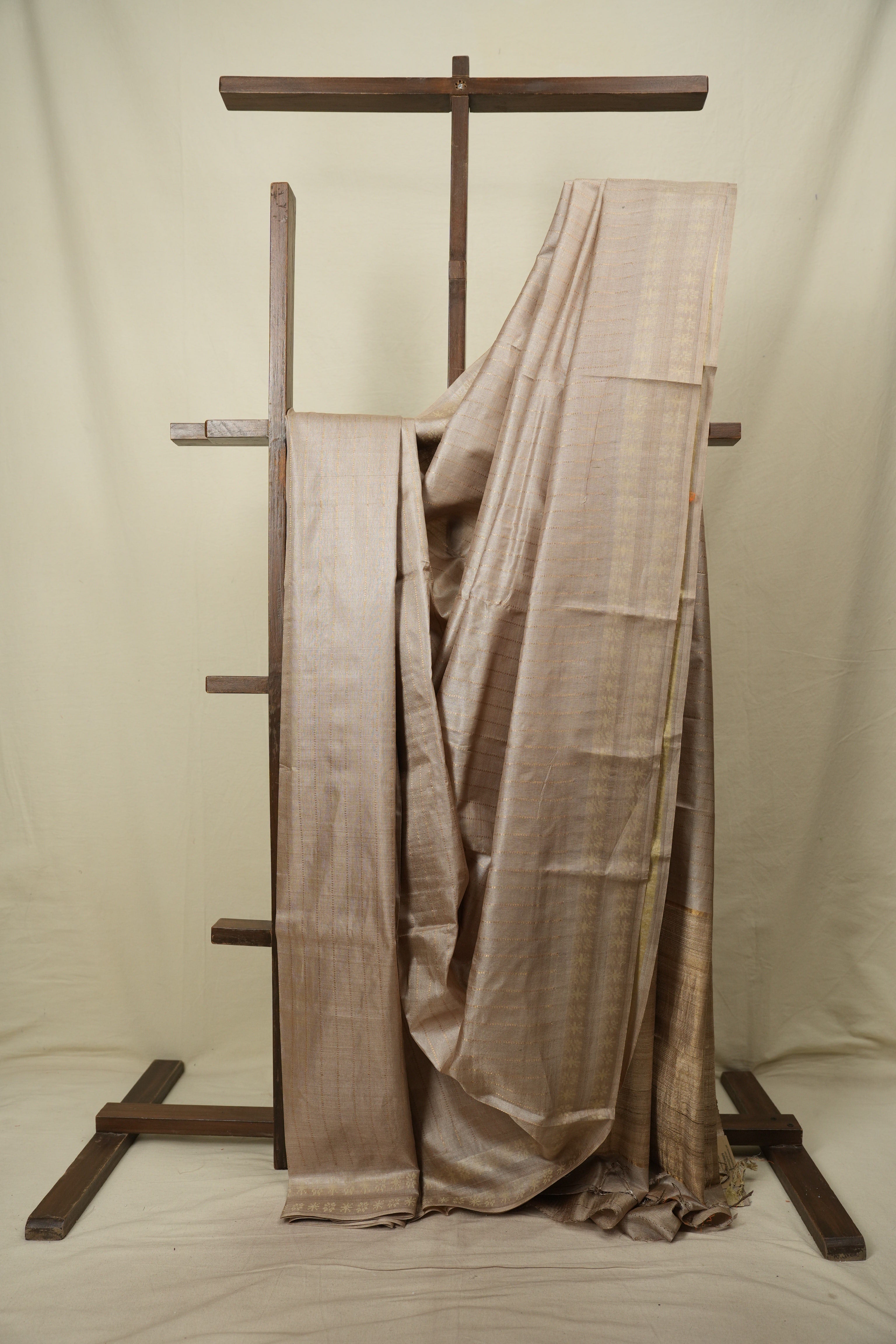 Beige Tussar Silk Saree - SRBTSS1956