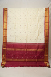 Butter Cream Kanjivaram Silk Saree - SRBCKSS1017