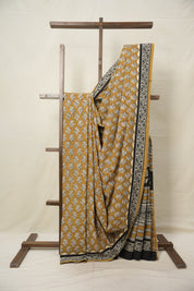 Mustard Yellow HBP Cotton Saree - SRMYCS3016