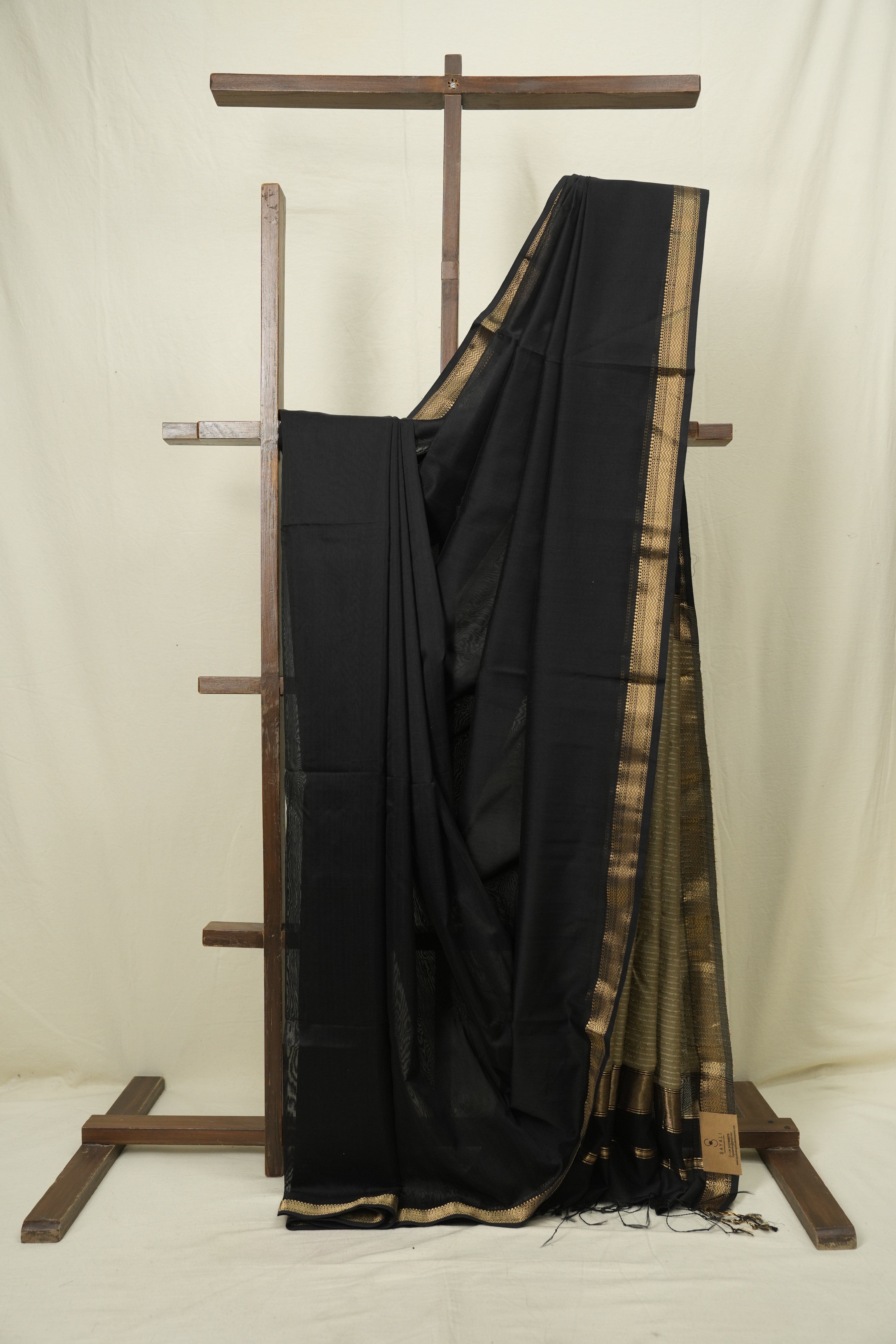 Black Maheshwari Saree - SRBMS1249