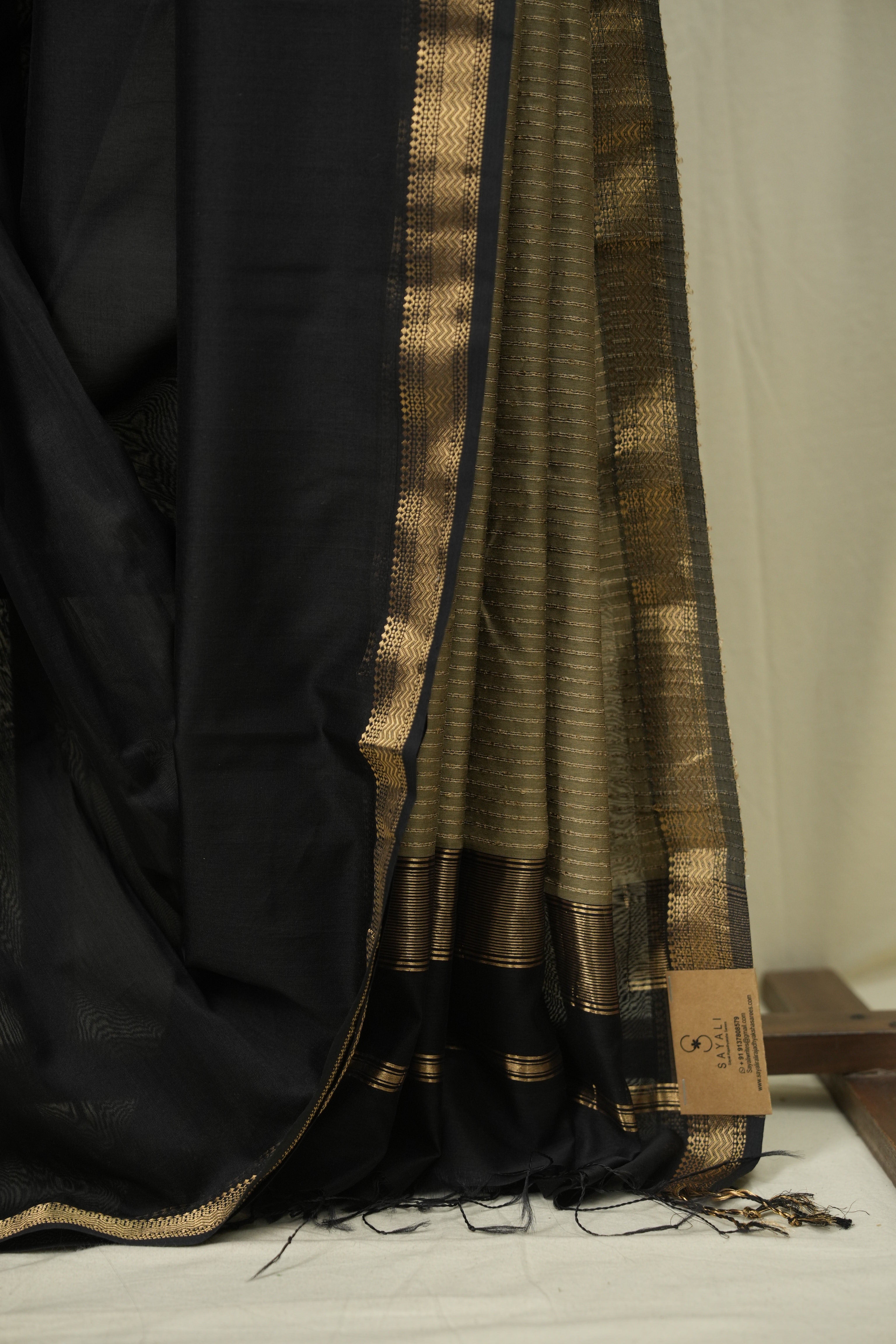 Black Maheshwari Saree - SRBMS1249