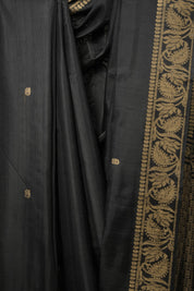 Black Raw Silk Saree - SRBRSS861