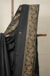 Black Raw Silk Saree - SRBRSS861