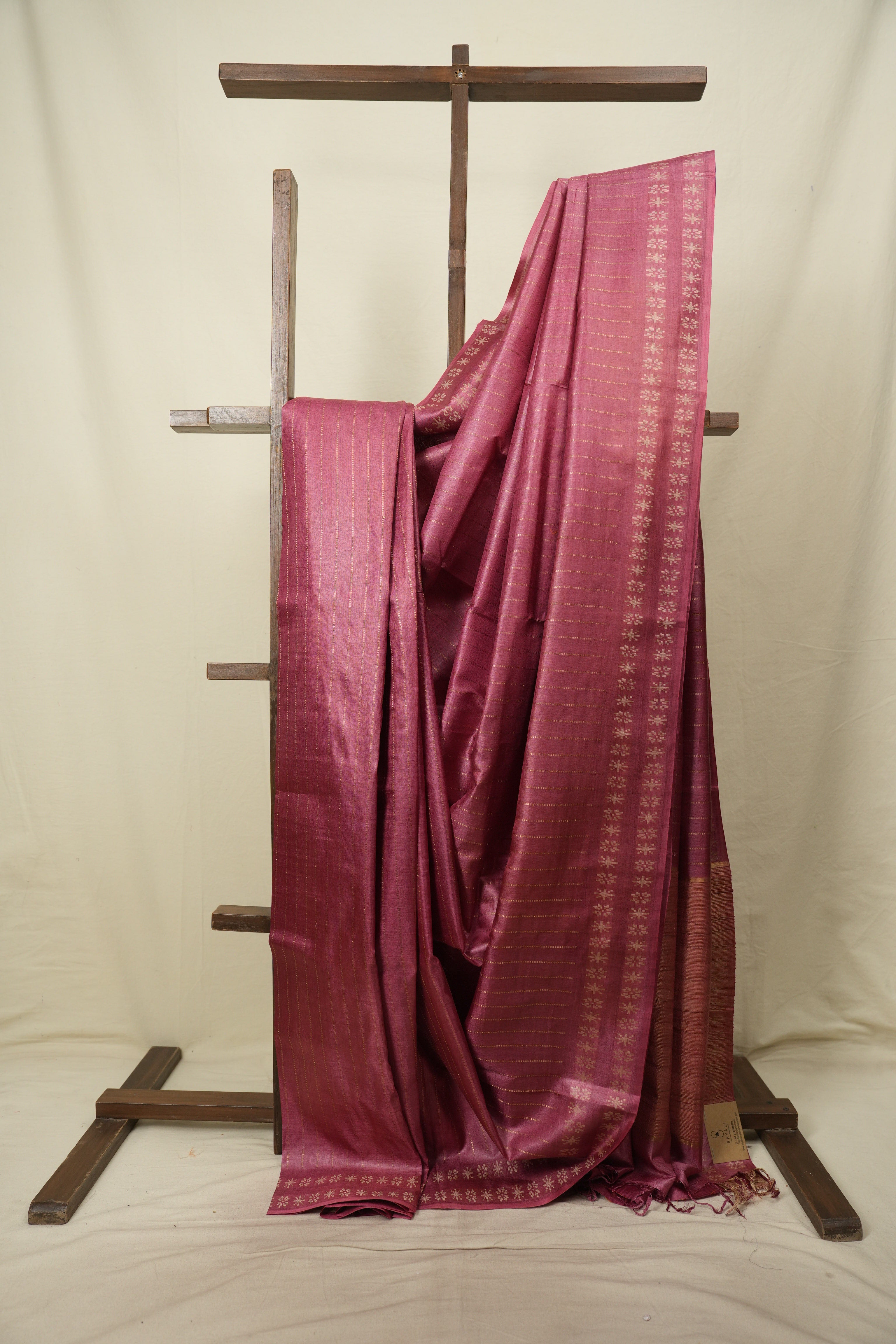 Dark Pink Tussar Silk Saree - SRDPTSS1957