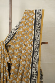 Mustard Yellow HBP Cotton Saree - SRMYCS3016