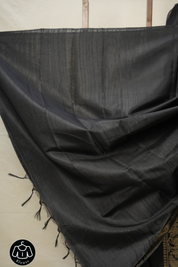 Black Raw Silk Saree - SRBRSS861