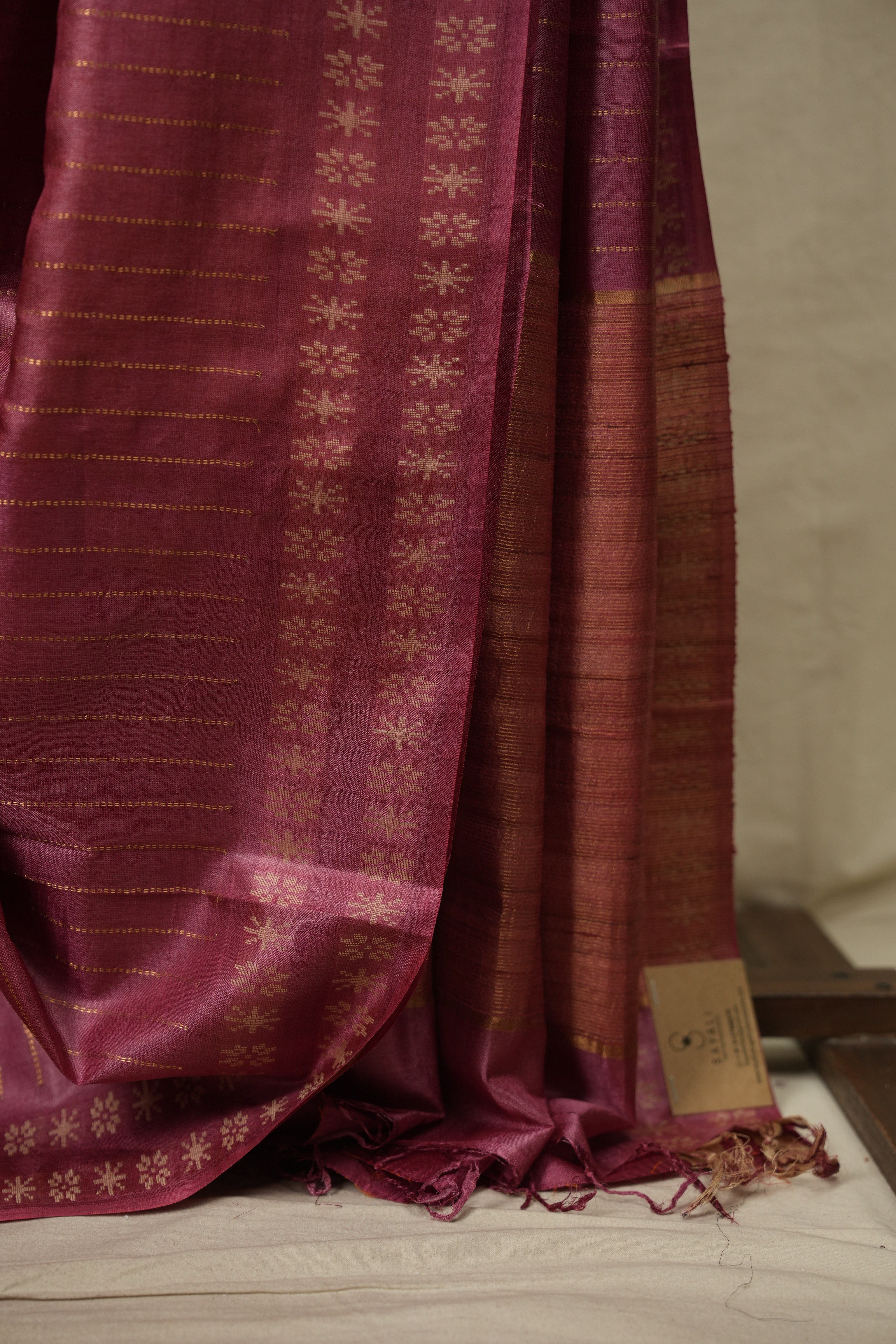 Dark Pink Tussar Silk Saree - SRDPTSS1957