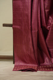 Dark Pink Tussar Silk Saree - SRDPTSS1957
