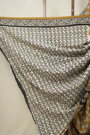 Mustard Yellow HBP Cotton Saree - SRMYCS3016