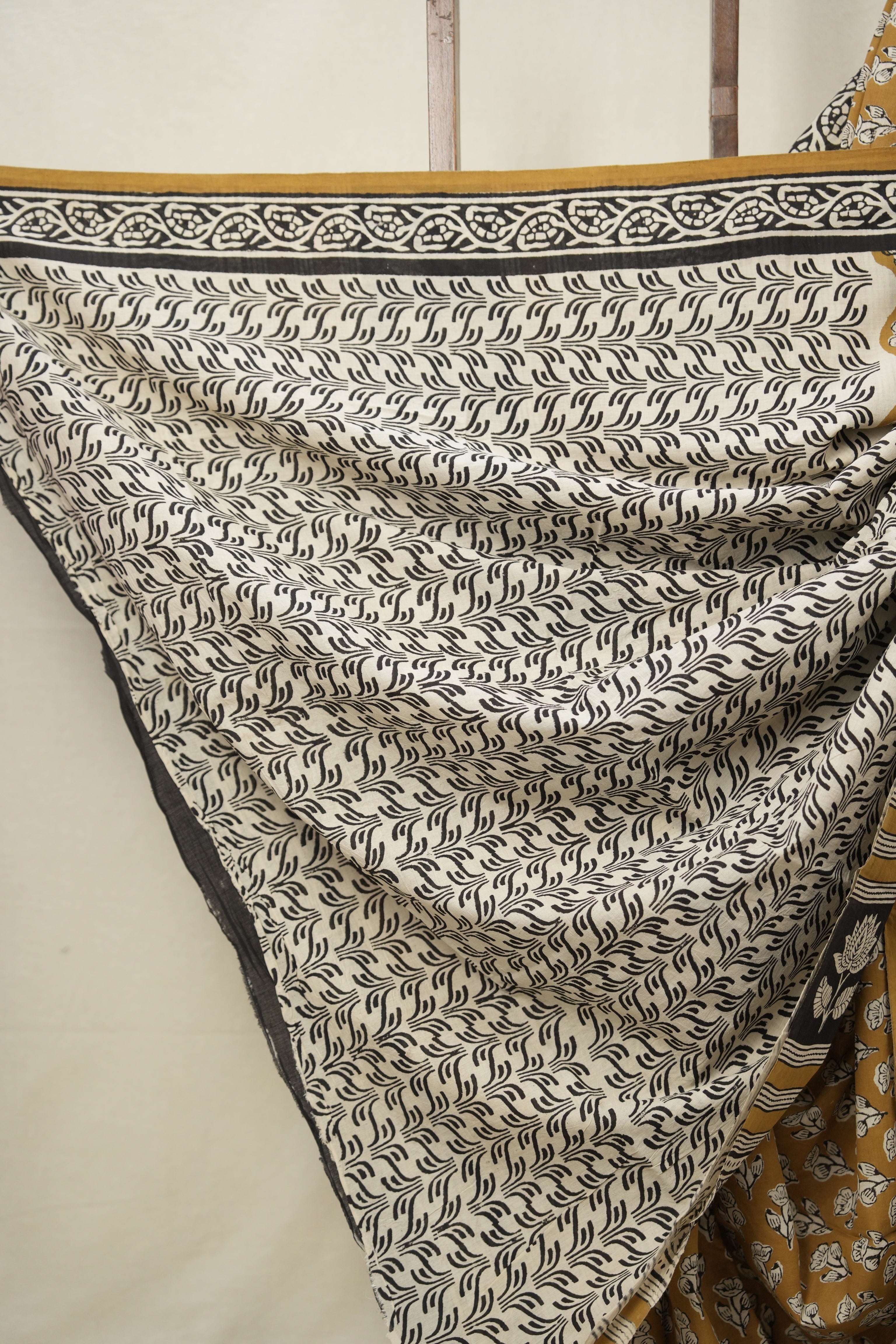 Mustard Yellow HBP Cotton Saree - SRMYCS3016