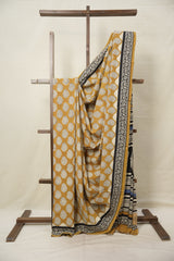 Mustard Yellow HBP Cotton Saree - SRMYCS3015