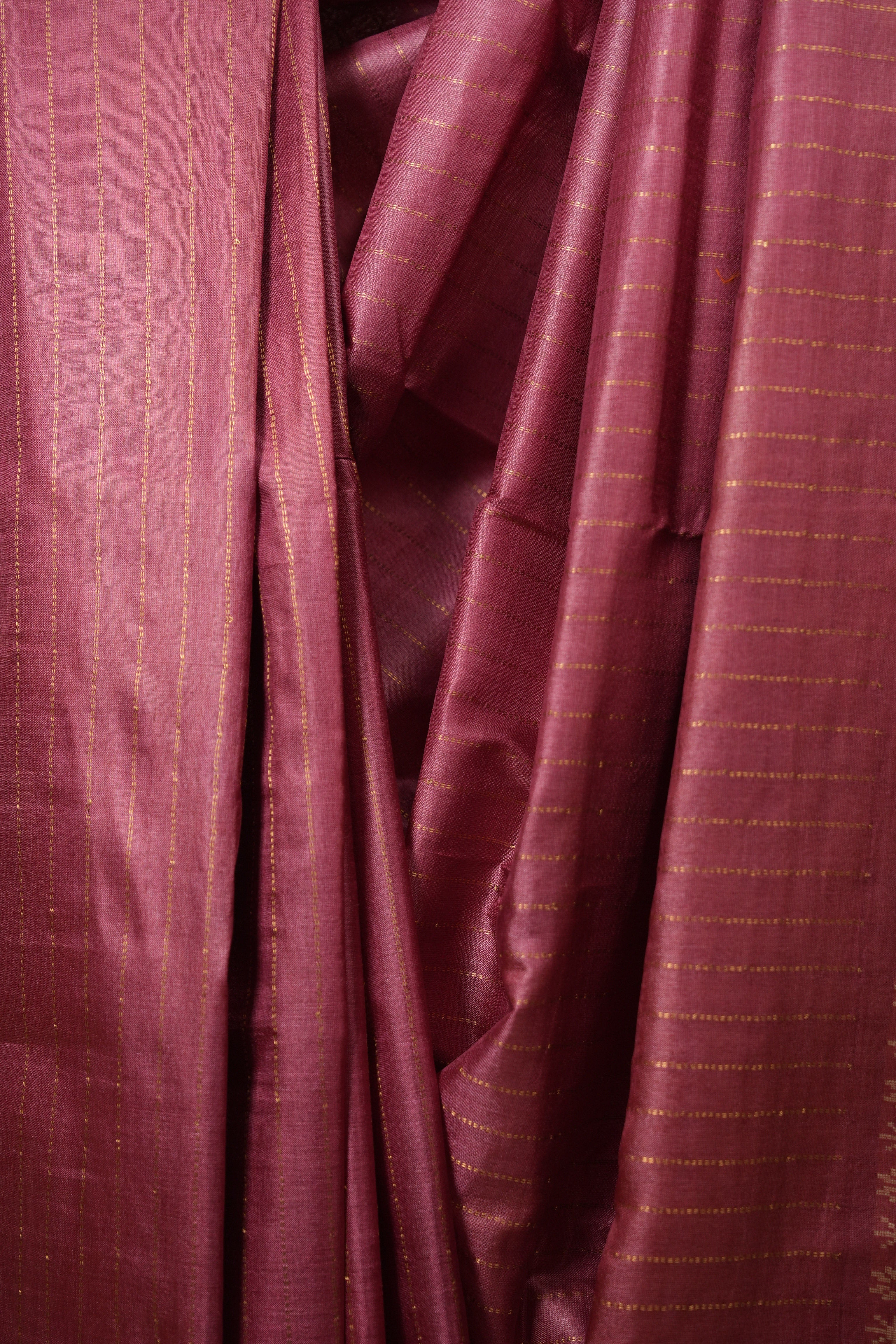 Dark Pink Tussar Silk Saree - SRDPTSS1957
