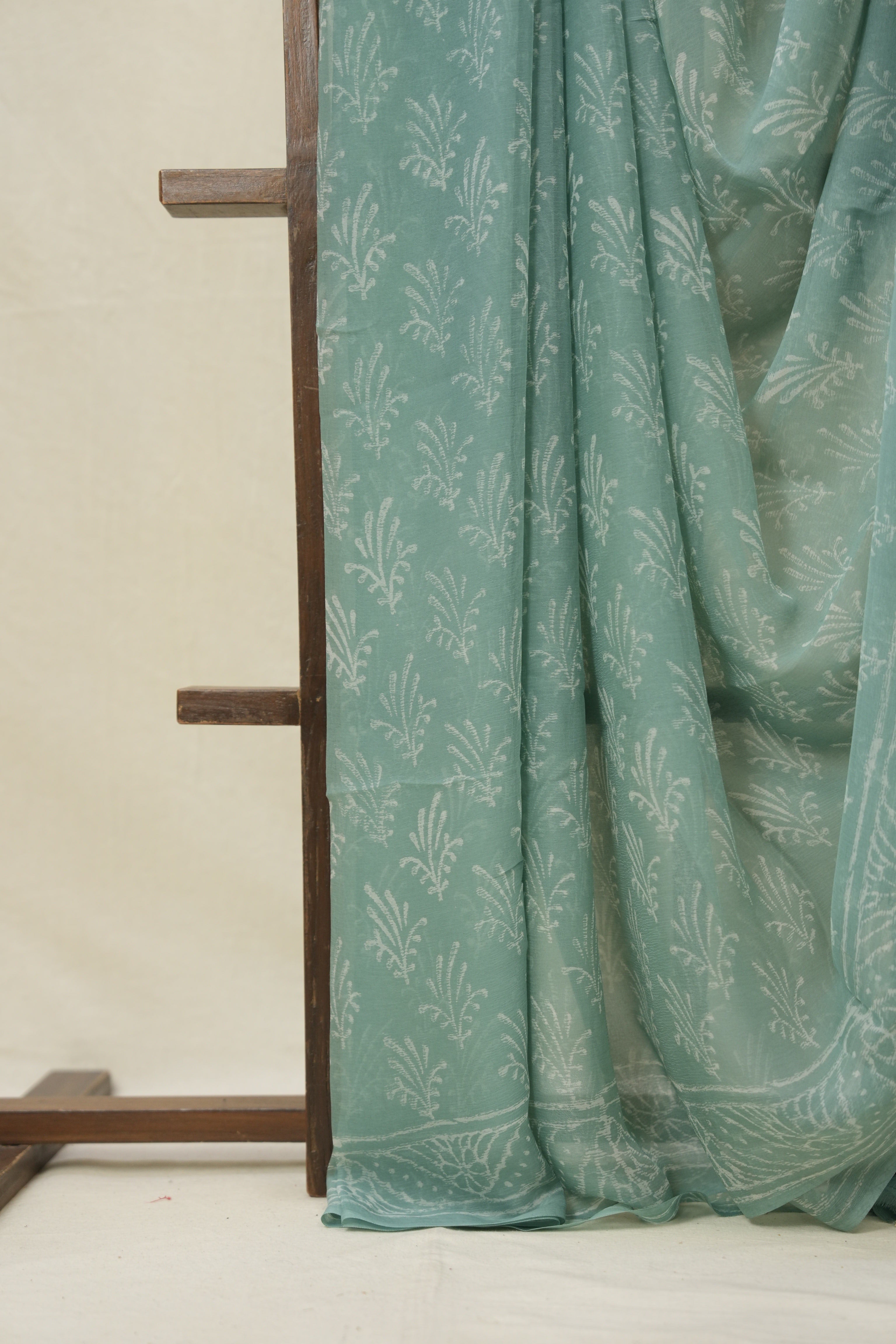 Sea Green HBP Chiffon Saree - SRSGHCS27