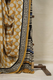 Mustard Yellow HBP Cotton Saree - SRMYCS3015