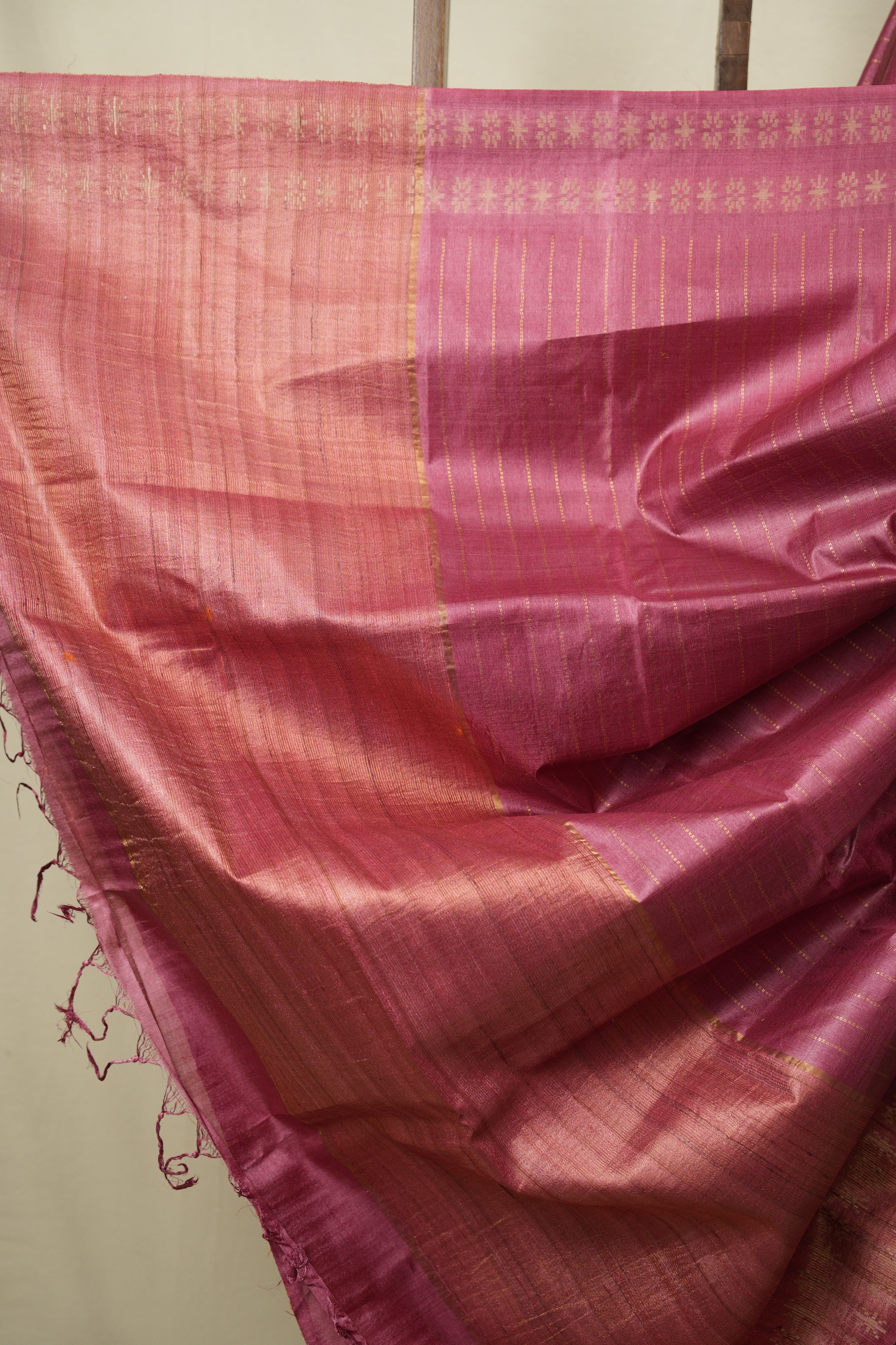 Dark Pink Tussar Silk Saree - SRDPTSS1957