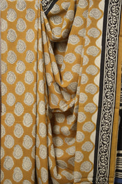 Mustard Yellow HBP Cotton Saree - SRMYCS3015