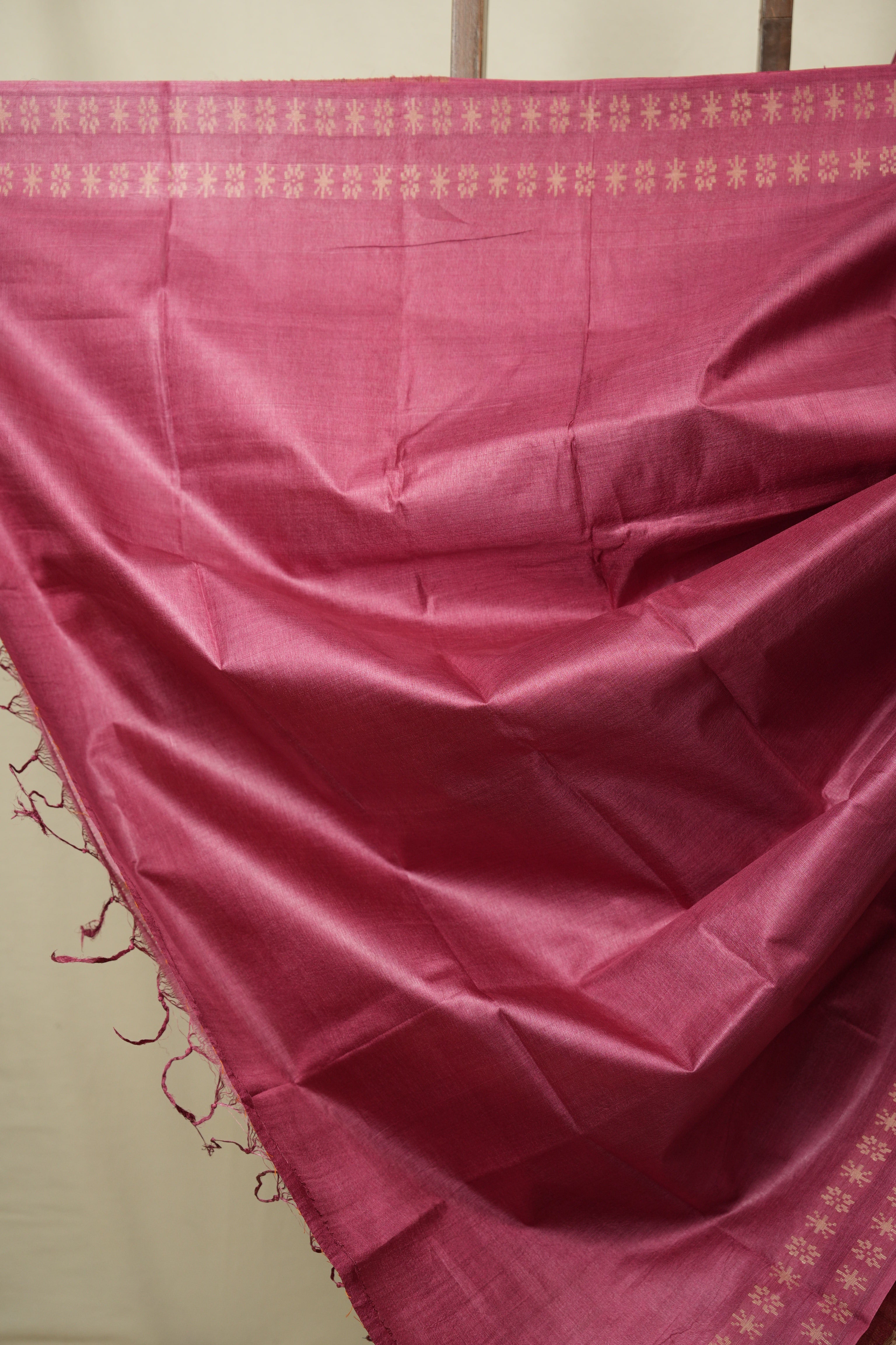 Dark Pink Tussar Silk Saree - SRDPTSS1957