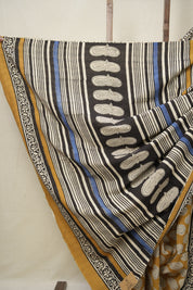 Mustard Yellow HBP Cotton Saree - SRMYCS3015