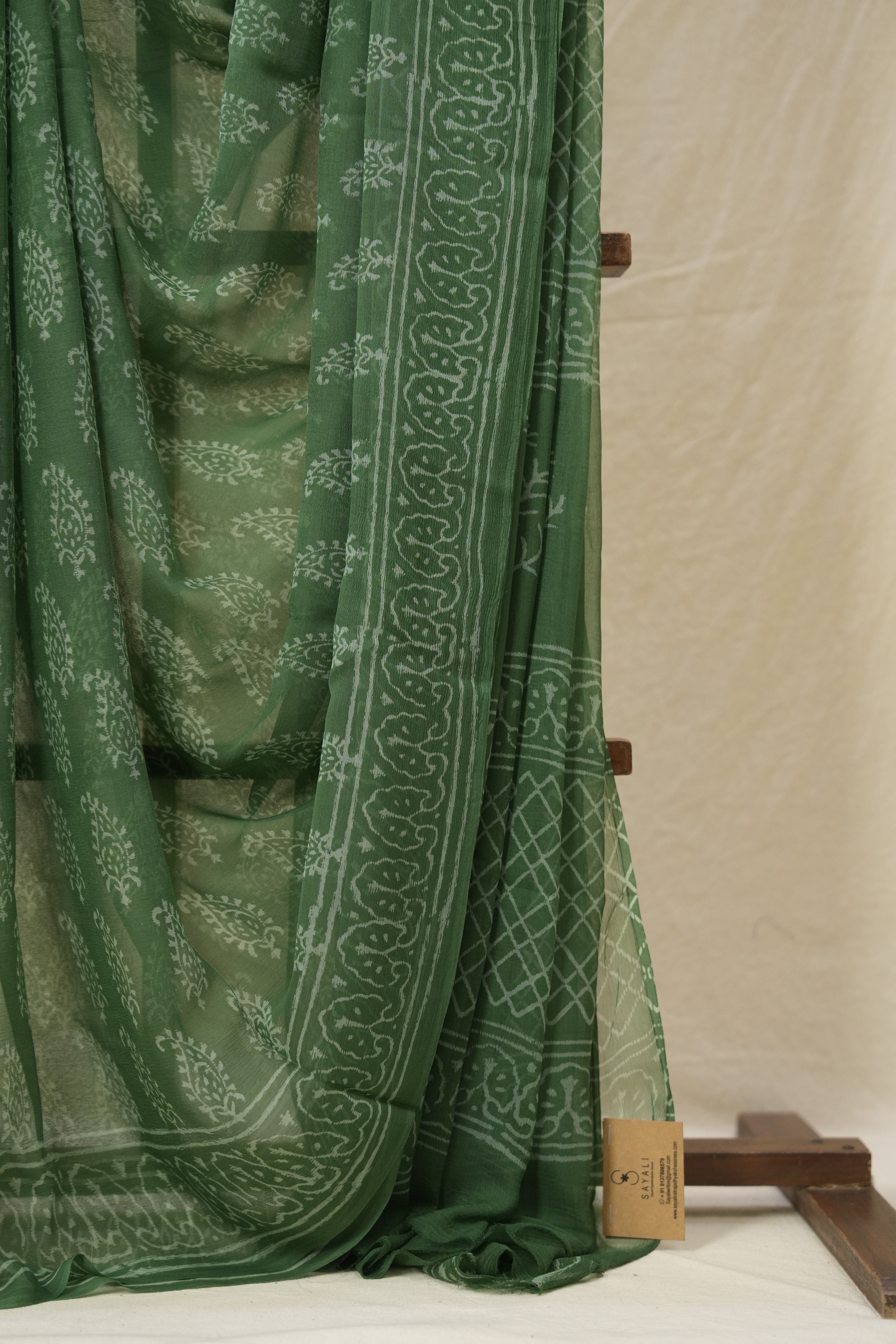 Sage Green HBP Chiffon Saree - SRSGHCS30