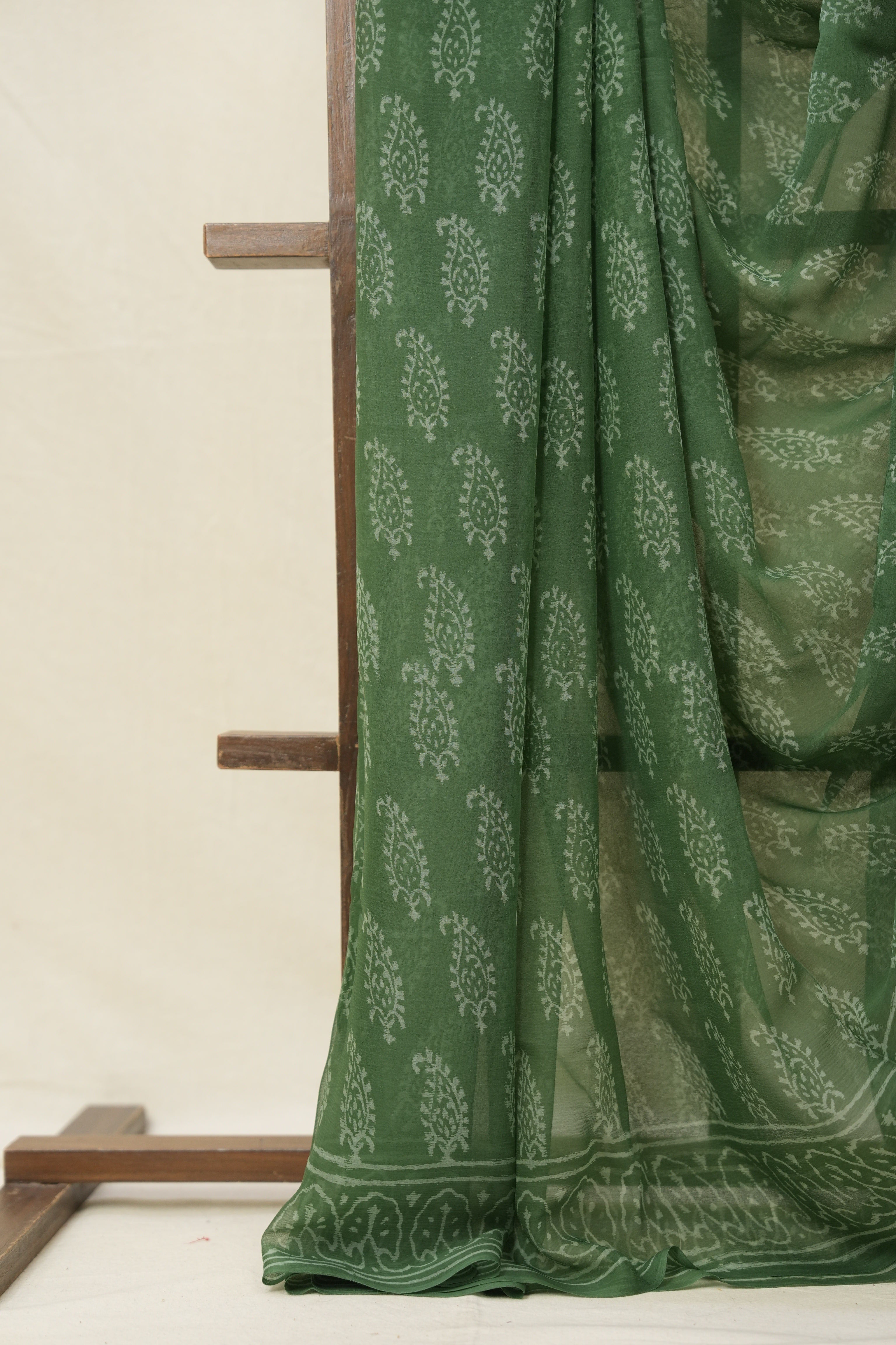 Sage Green HBP Chiffon Saree - SRSGHCS30