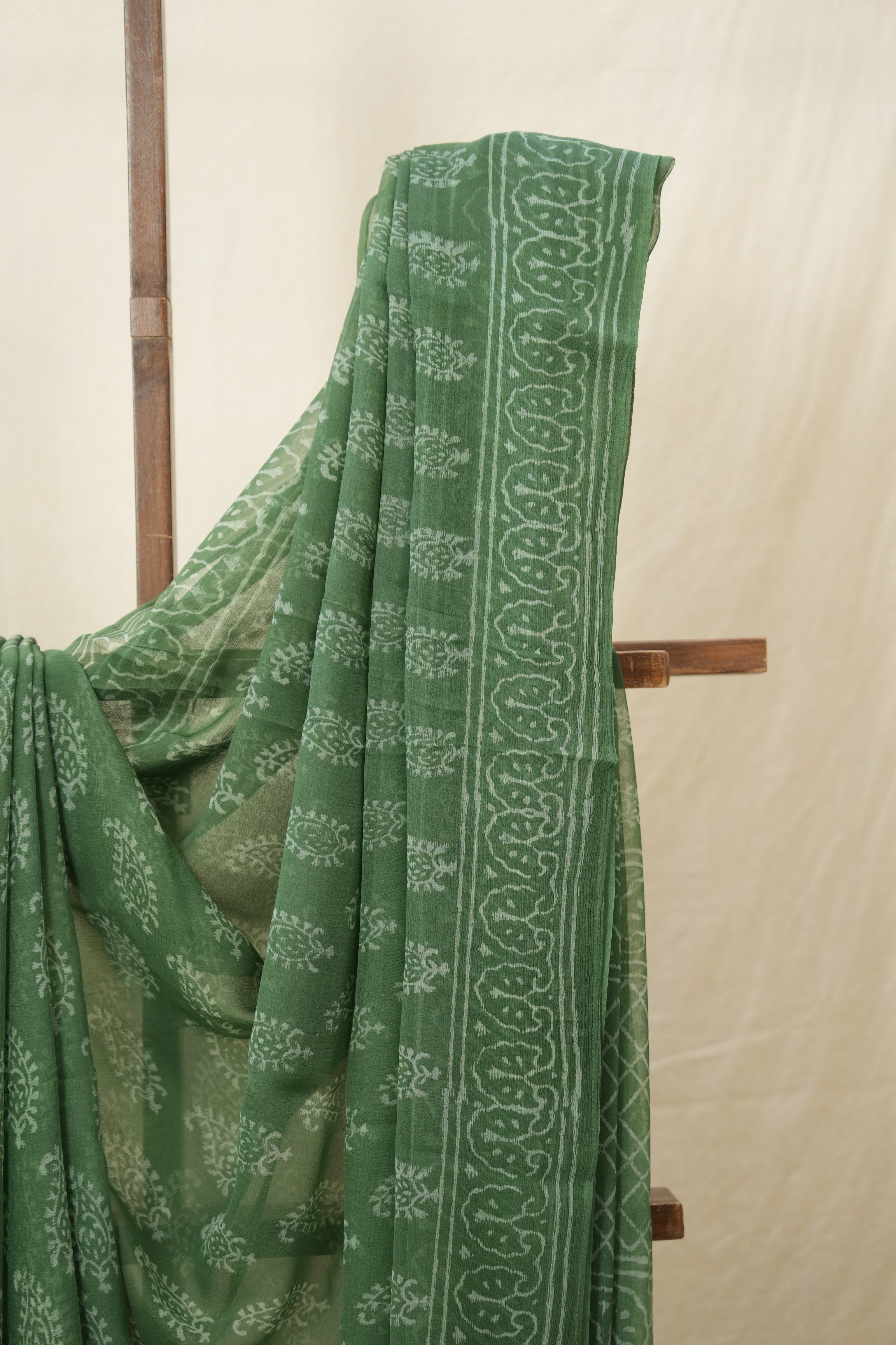 Sage Green HBP Chiffon Saree - SRSGHCS30