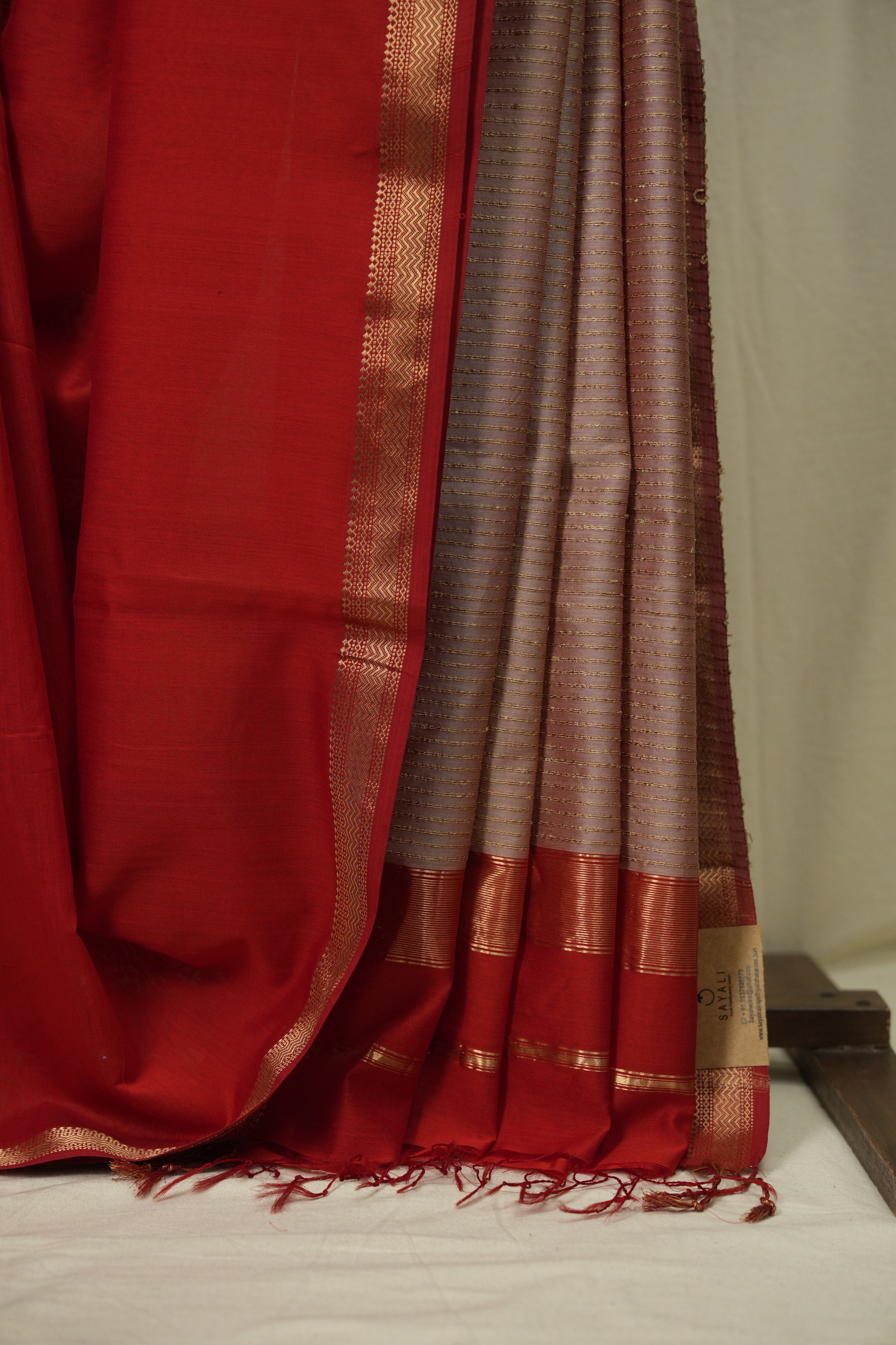 Red Maheshwari Saree - SRRMS1251