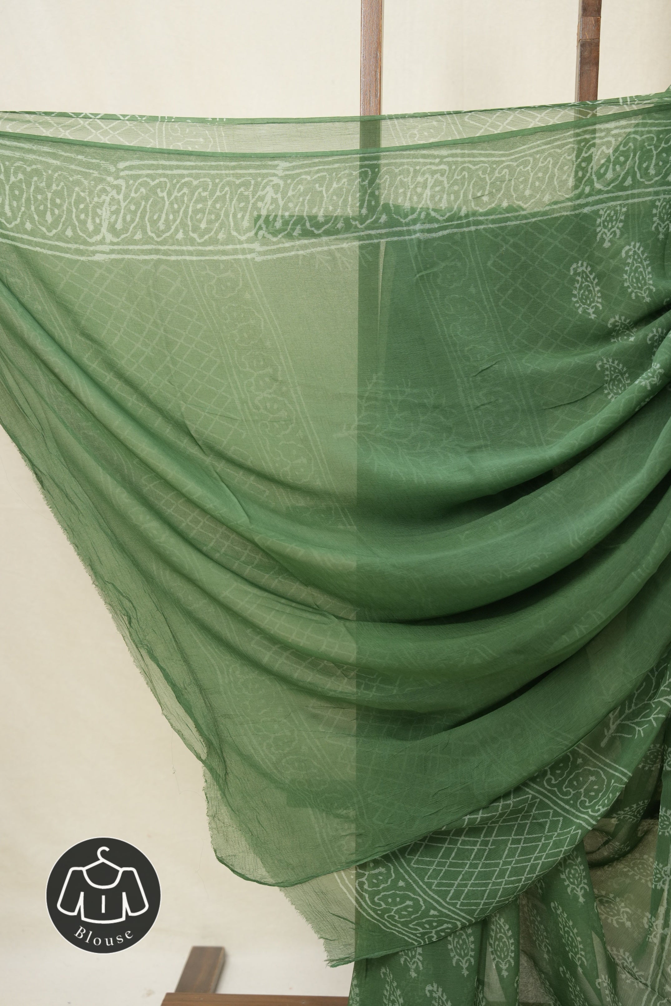Sage Green HBP Chiffon Saree - SRSGHCS30