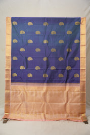 Dual Tone Peacock Blue Kanjivaram Silk Saree - SRDTPBKSS1015