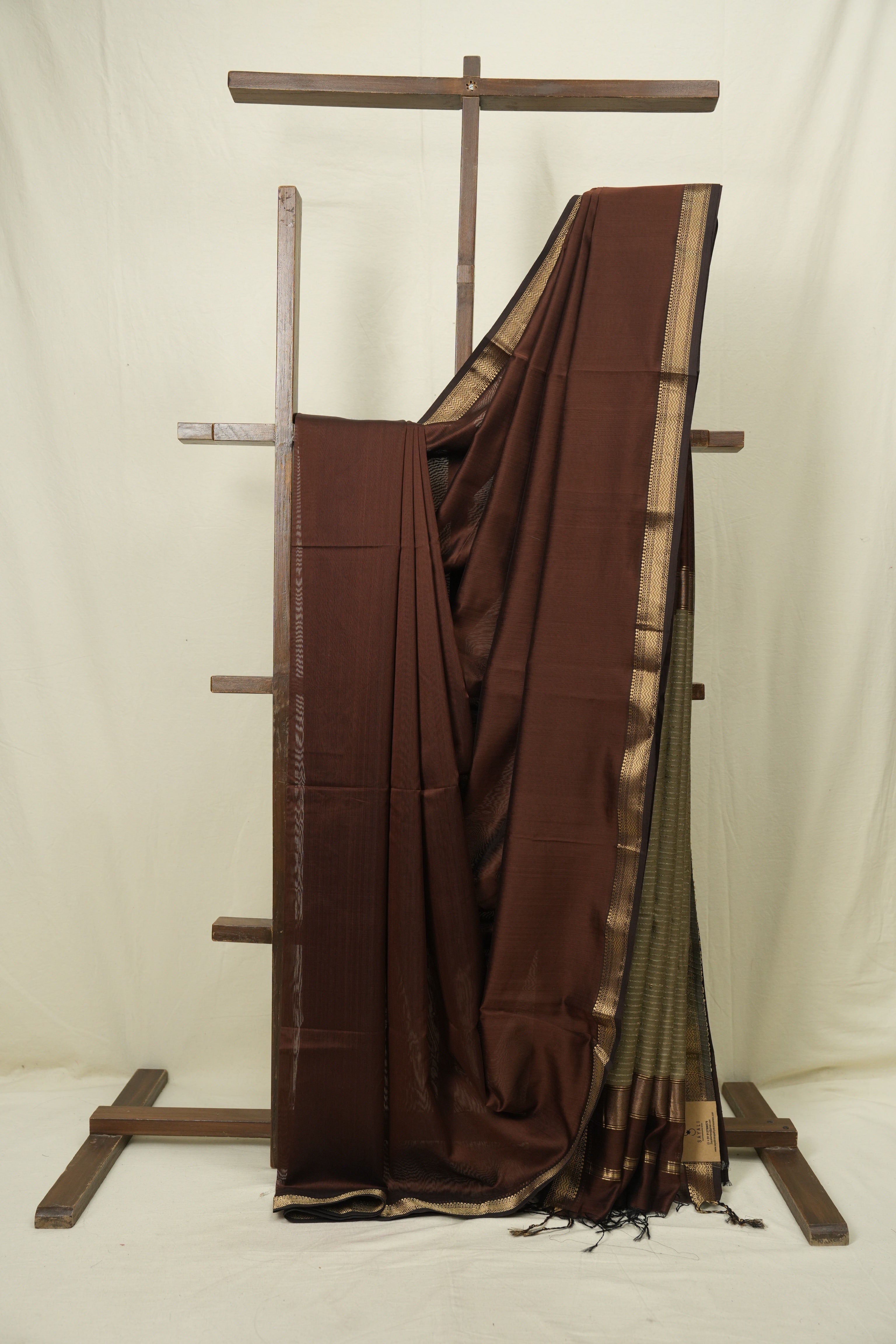 Brown Maheshwari Saree - SRBMS1250