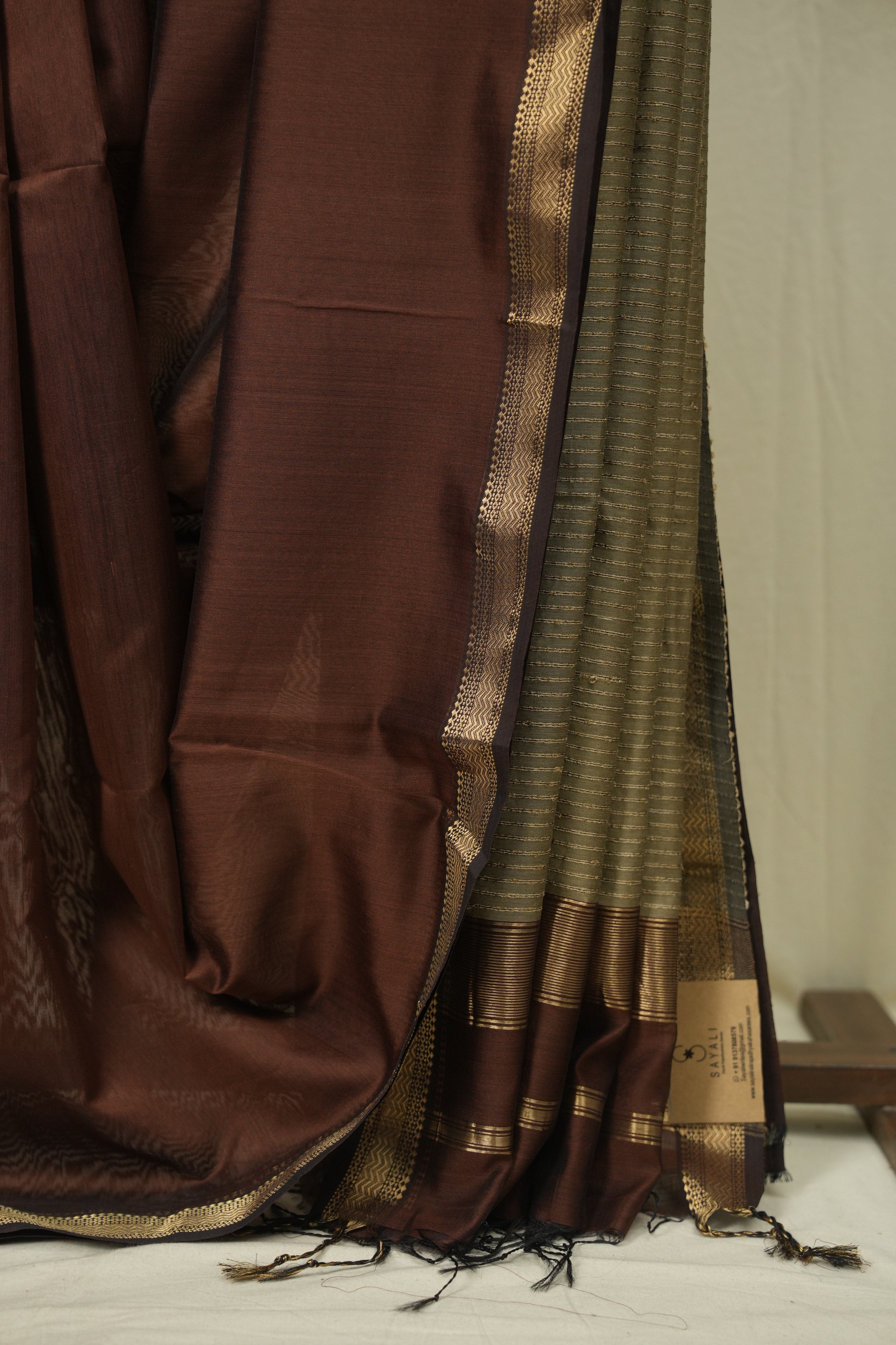 Brown Maheshwari Saree - SRBMS1250
