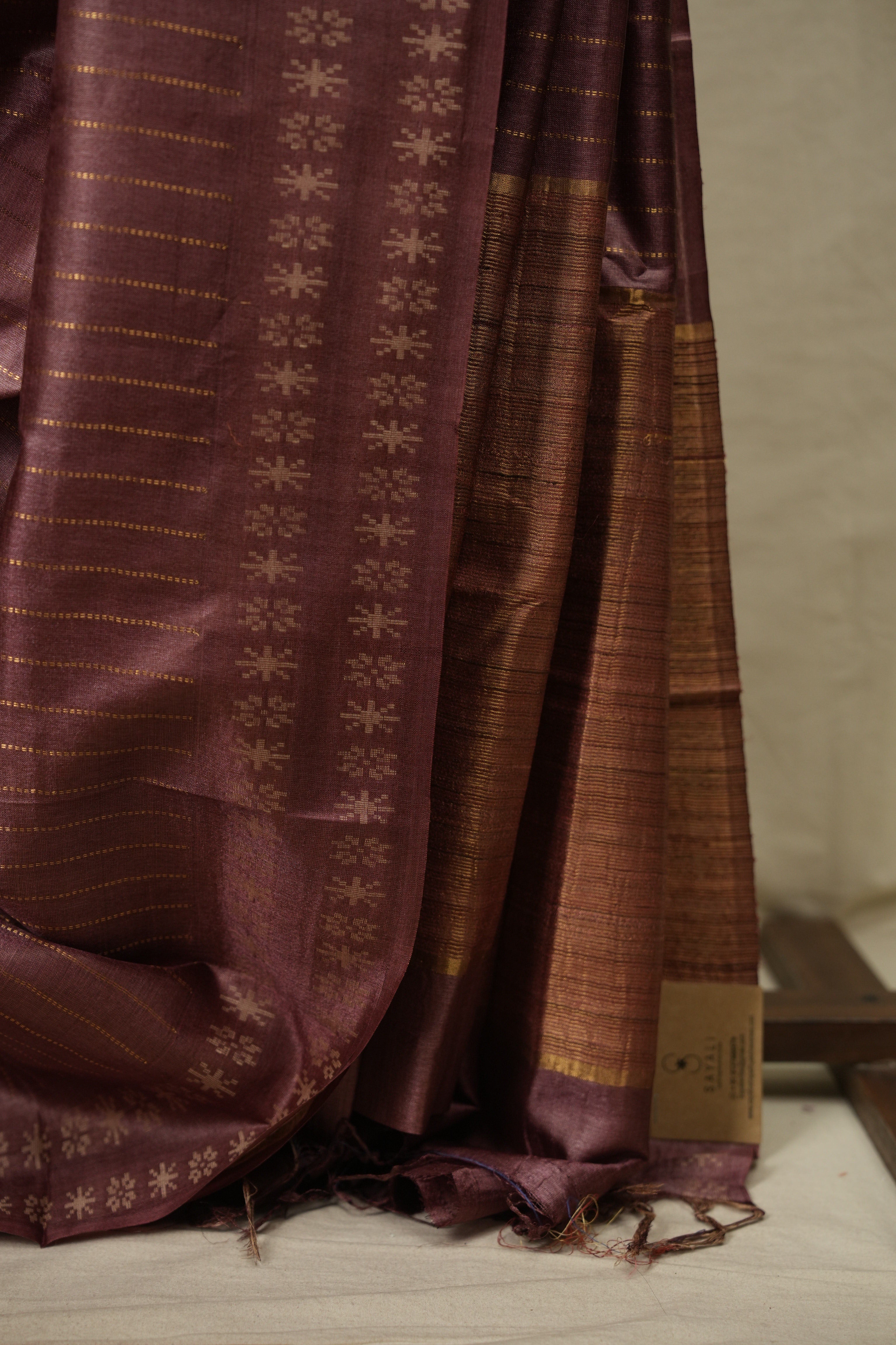 Plum Tussar Silk Saree - SRPTSS1961