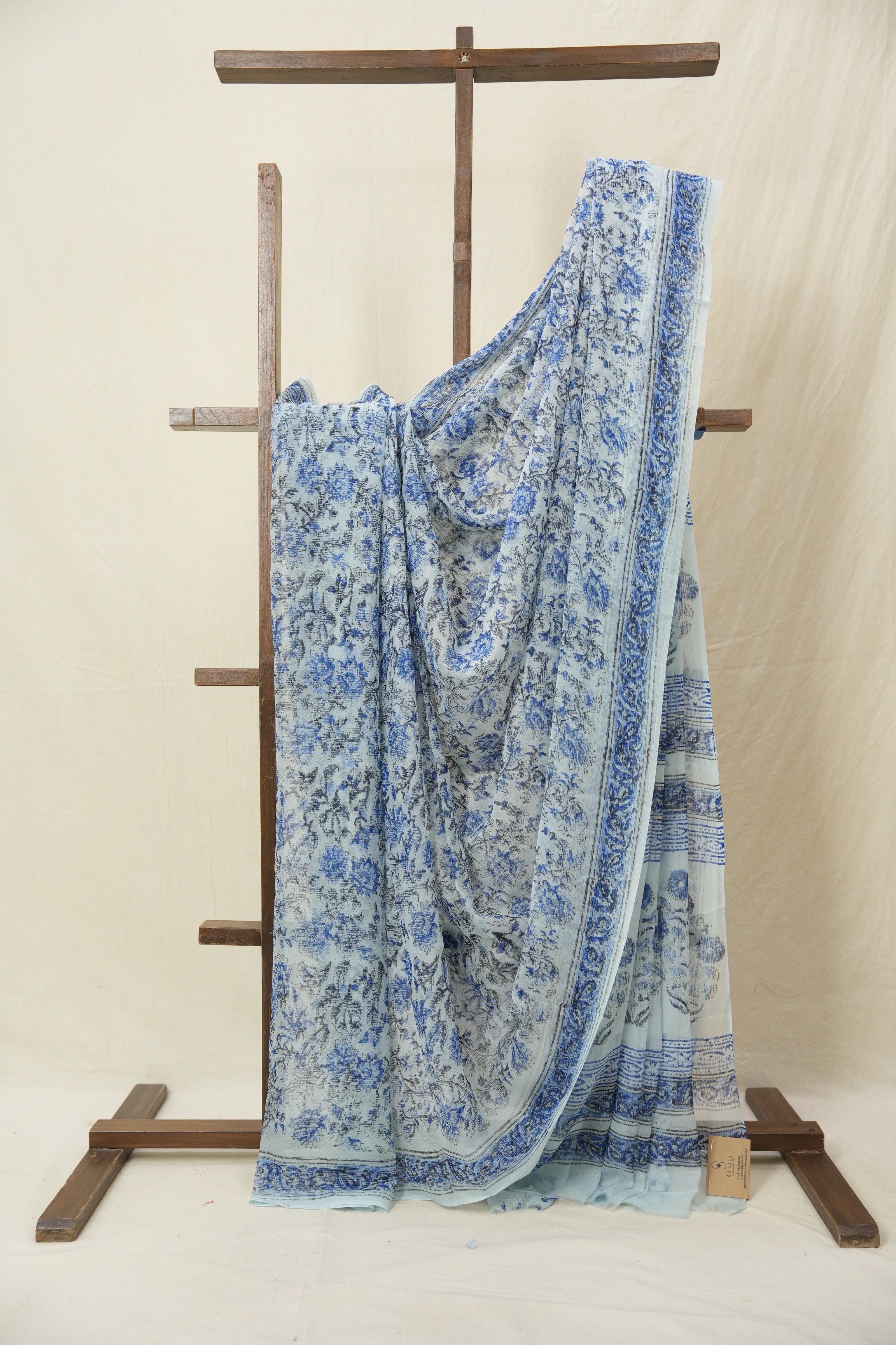Light Blue HBP Chiffon Saree - SRRHCS33